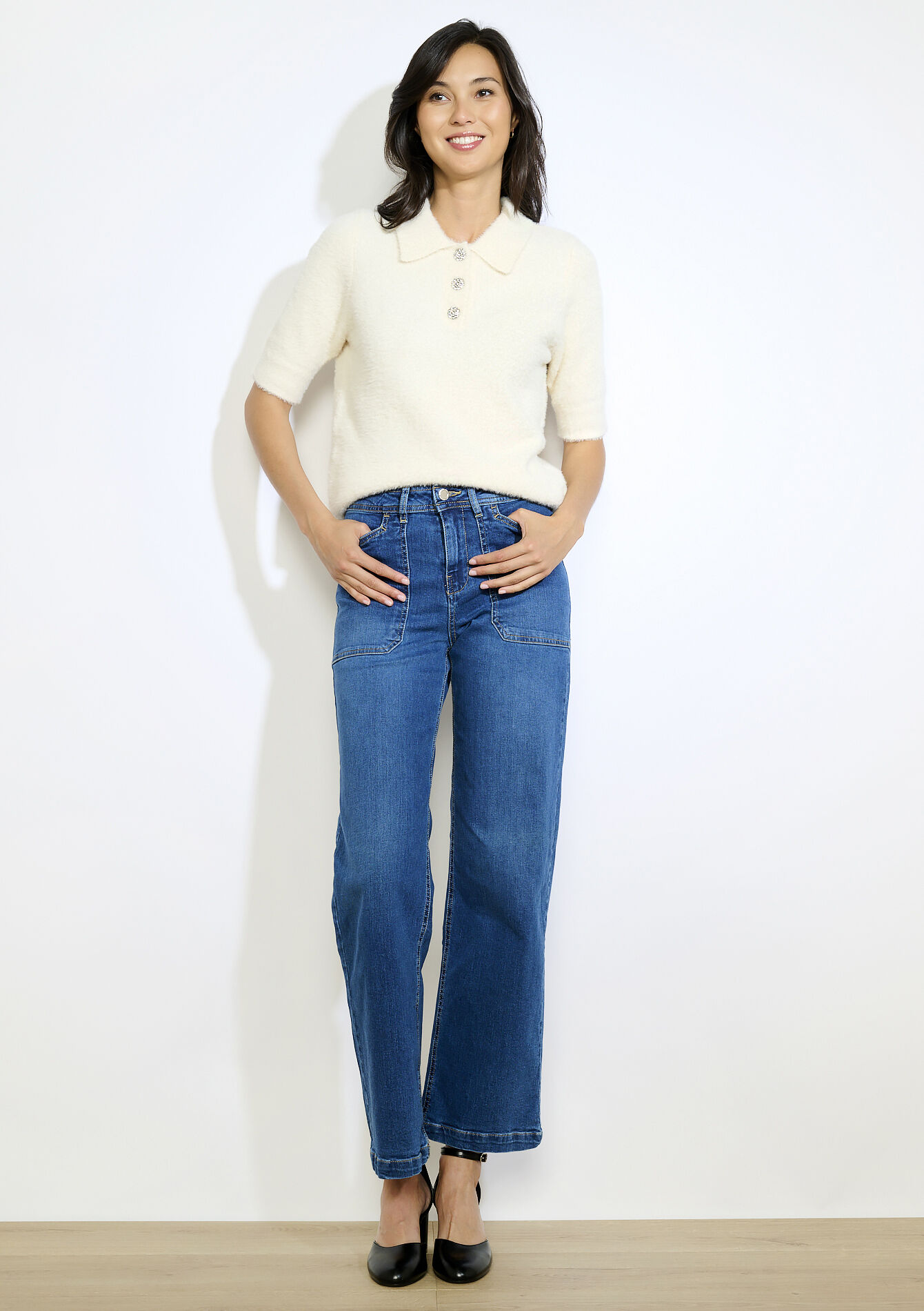 Trui met sierknopen - VANILLA WHITE - 04006919_1013