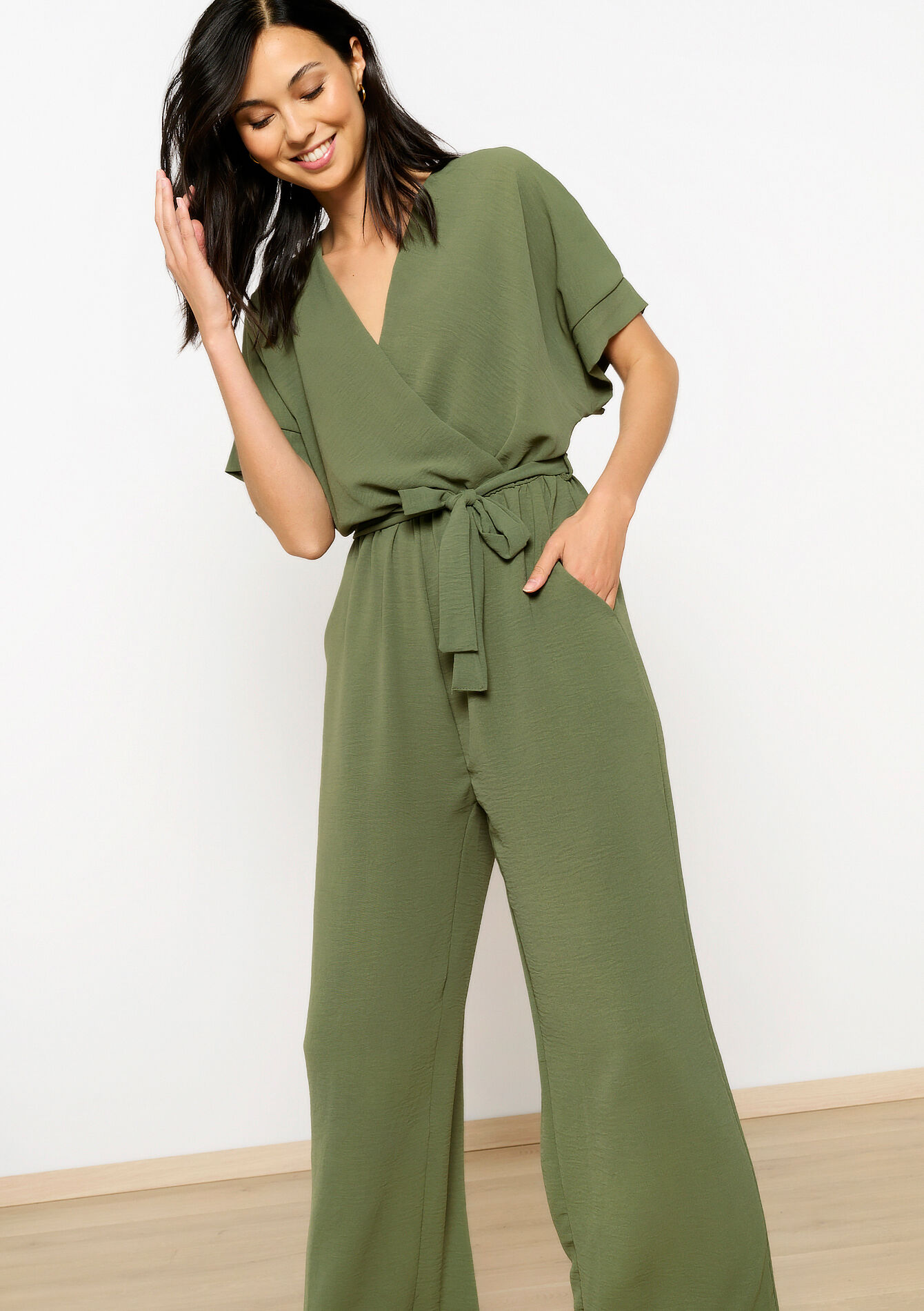 Jumpsuit with kimono effect, Jumpsuit with kimono effect - KHAKI REAL - 06004511_4301