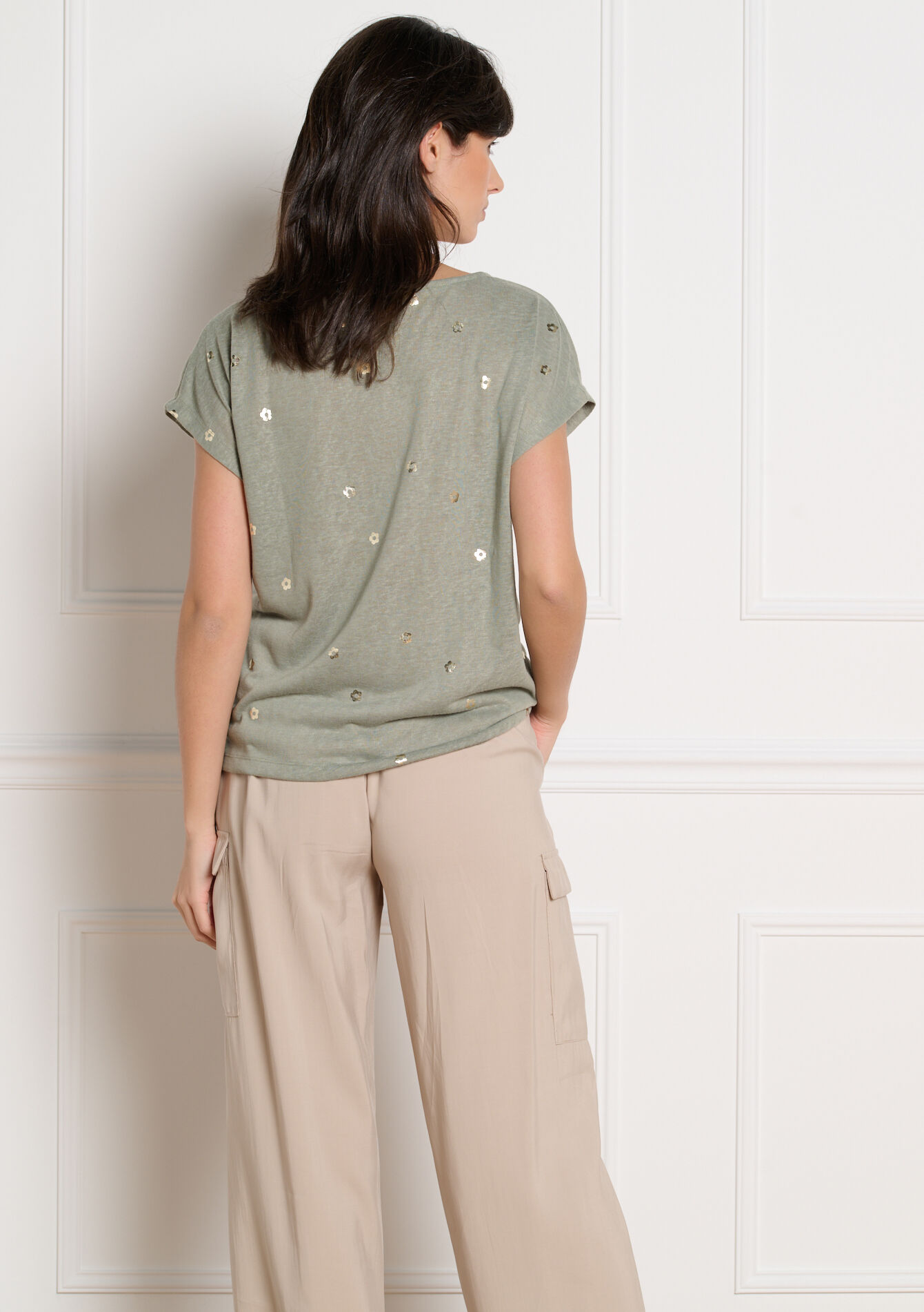 T-shirt à imprimé foil - KHAKI FADED - 02301945_4326