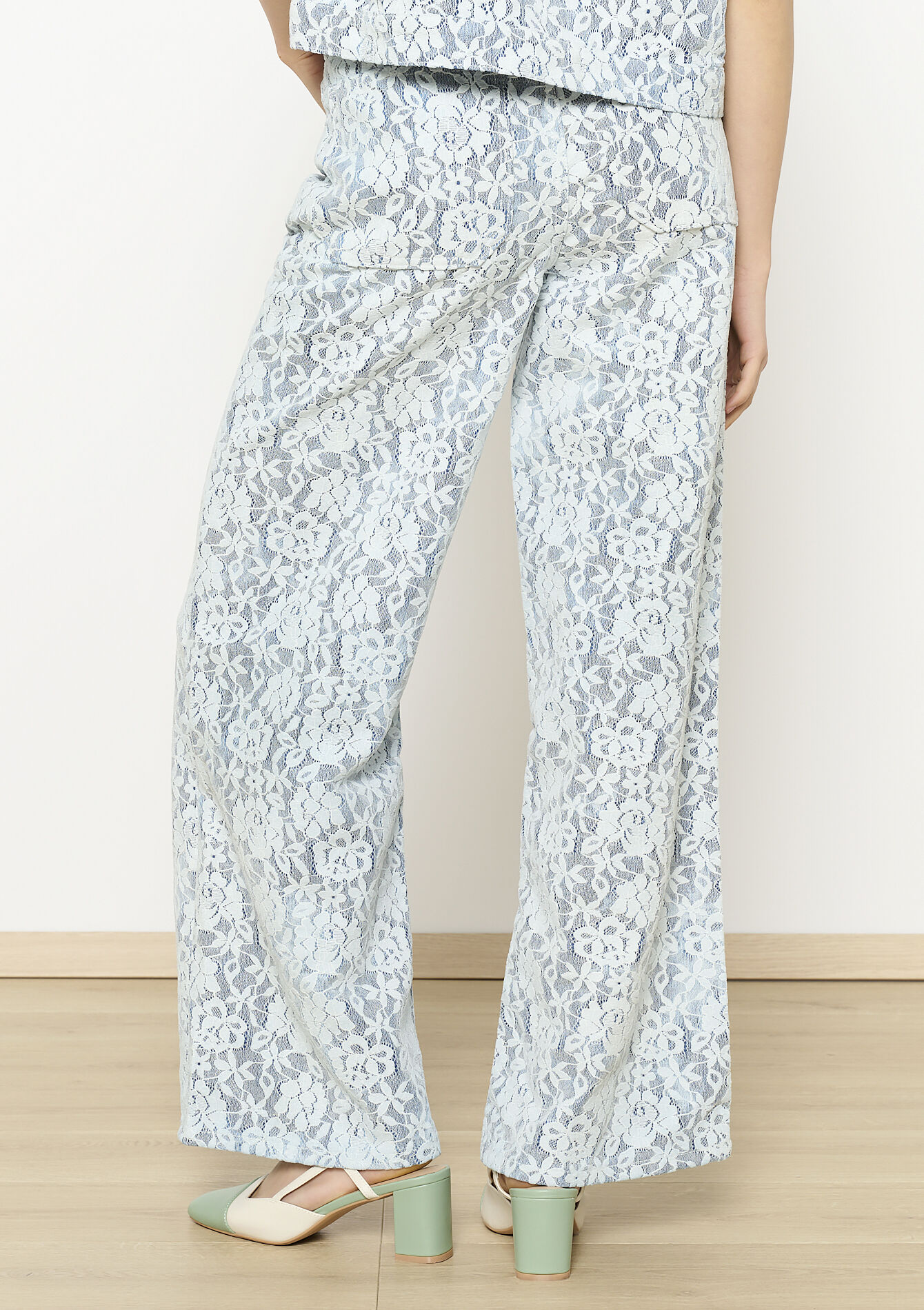 Wijde kanten broek, Wijde kanten broek - AQUA BLUE - 06600960_3302