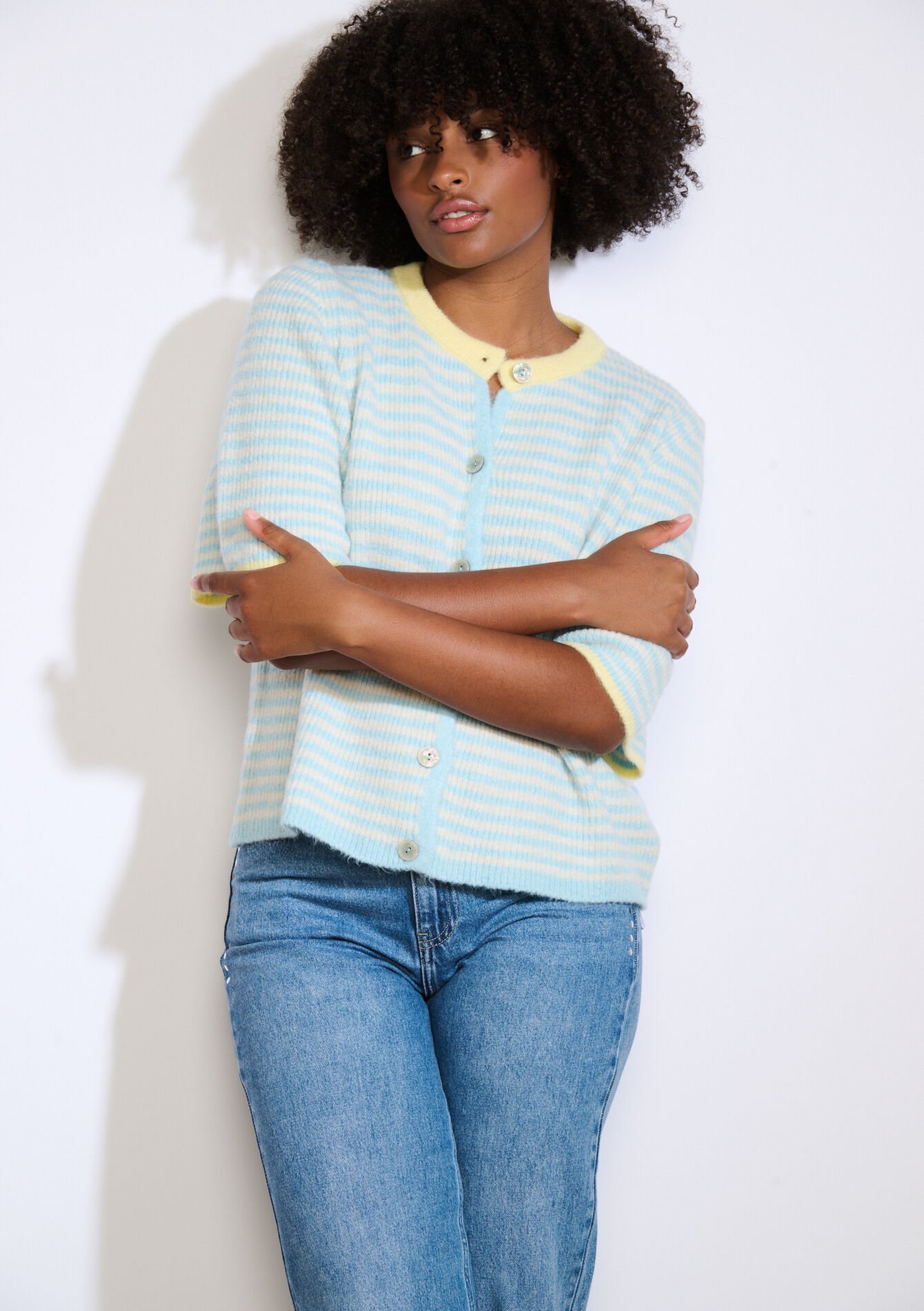 Delicate striped cardigan, Delicate striped cardigan - LT BLUE - 04101336_2519