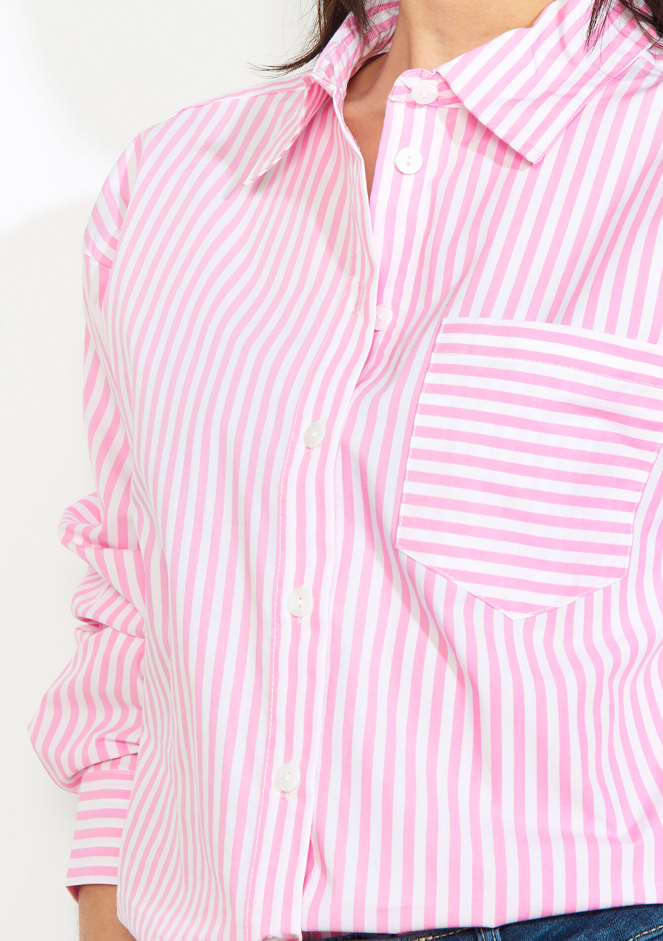 Oversized gestreept hemd - LIGHT PINK - 05702931_1303