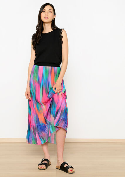 Pleated skirt with graphic print - MULTICO - 07101244_1000