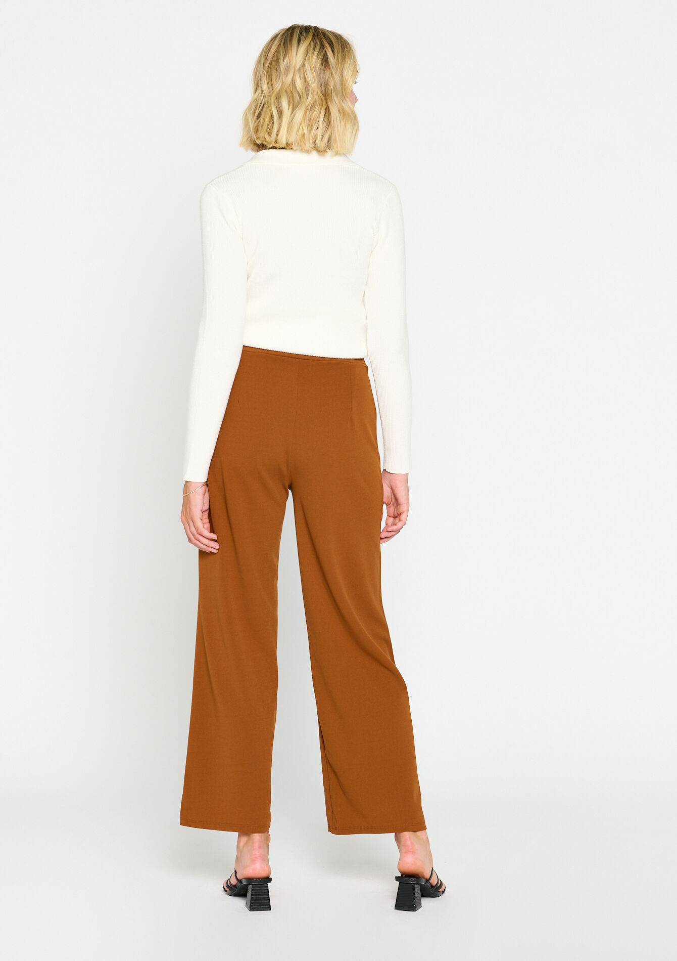 Pantalon large avec plis - CAMEL - 06600666_950
