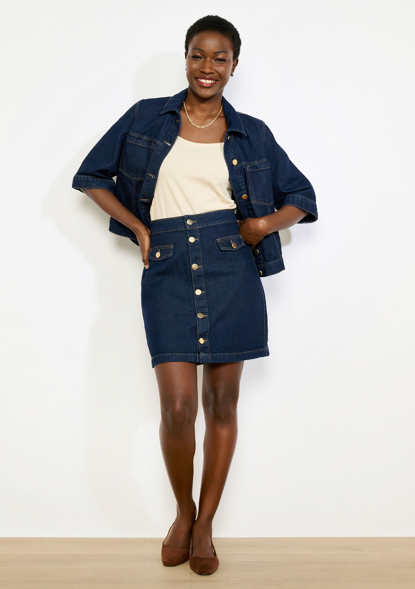 Jupe courte en denim, Jupe courte en denim - DARK BLUE - 07101483_0501