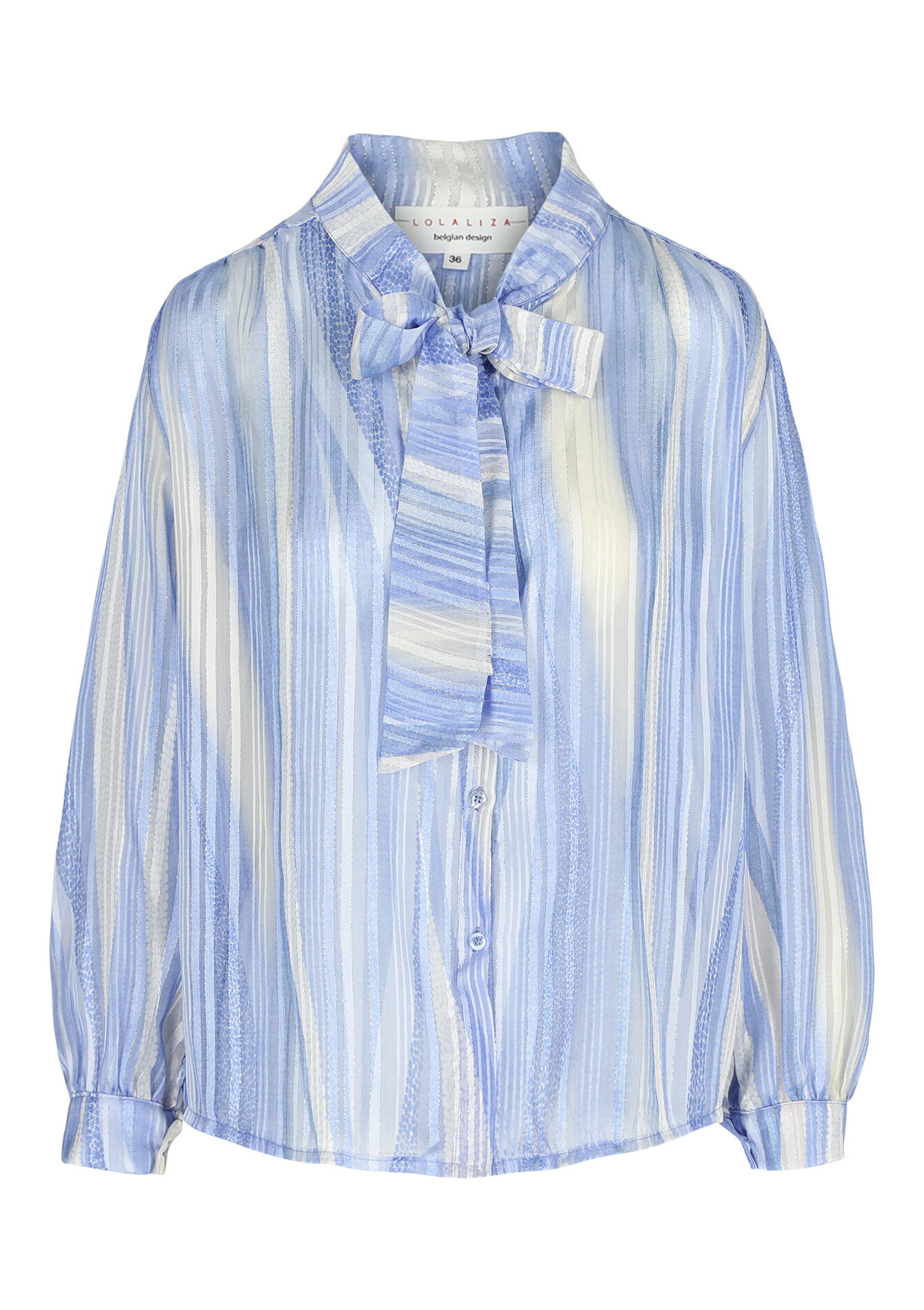 Blouse à rayures en lurex, Blouse à rayures en lurex - BLUE PASTEL - 05702435_3003