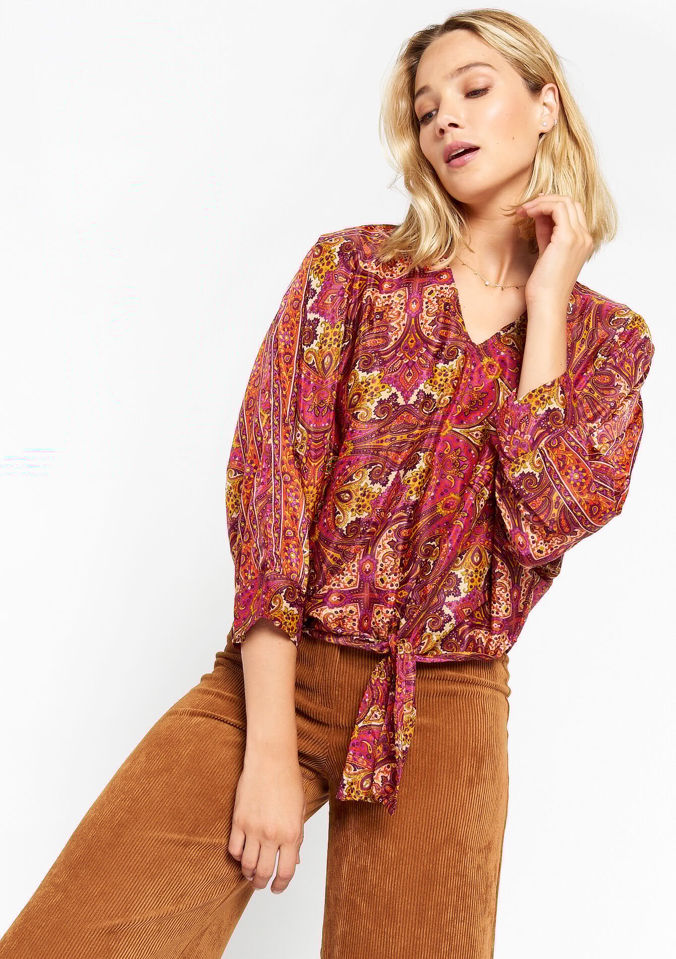 Blouse à imprimé Paisley, Blouse à imprimé Paisley - CORAL PINK - 05702253_1968