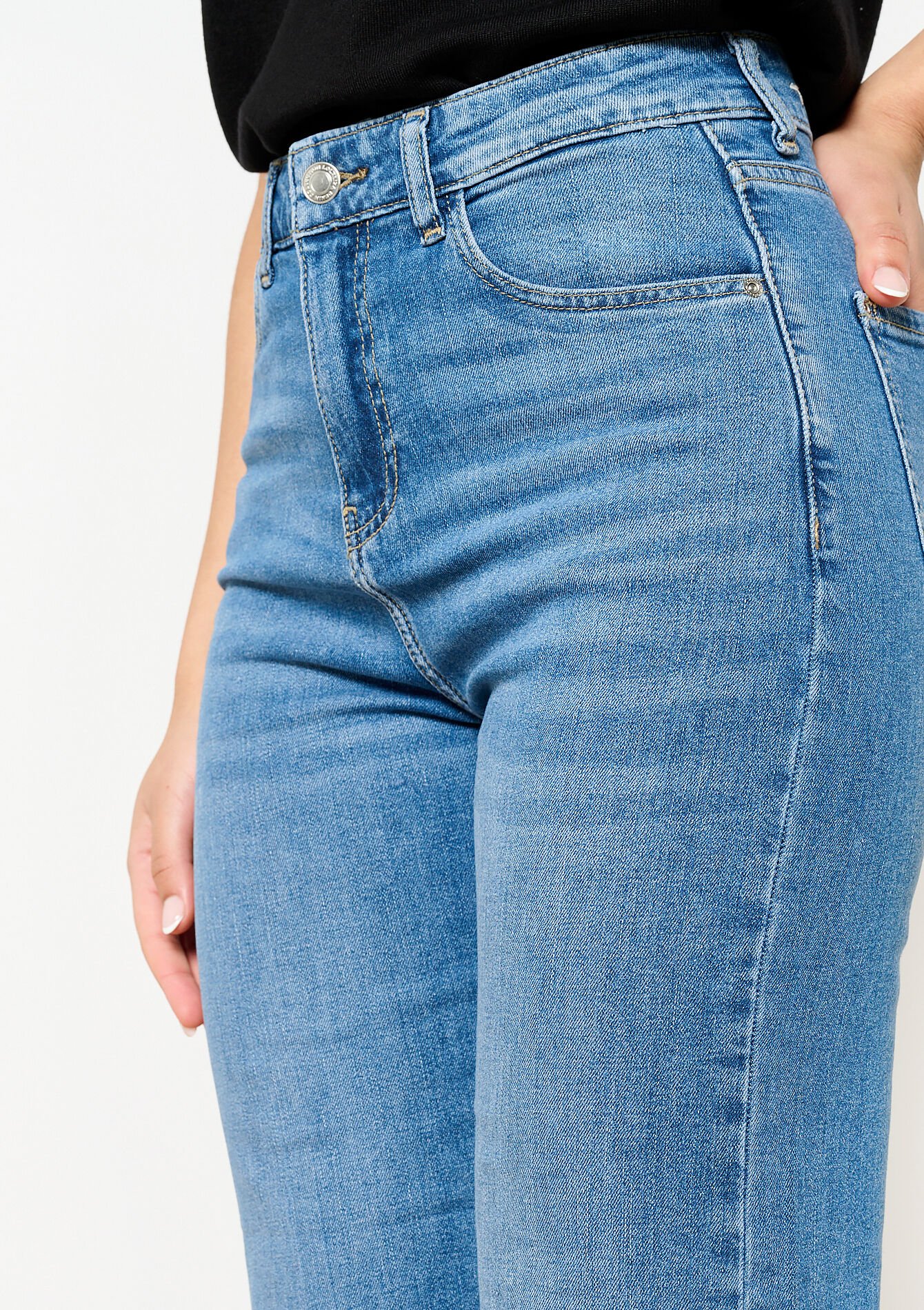 High waist straight jeans, High waist straight jeans - MEDIUM BLUE - 22000563