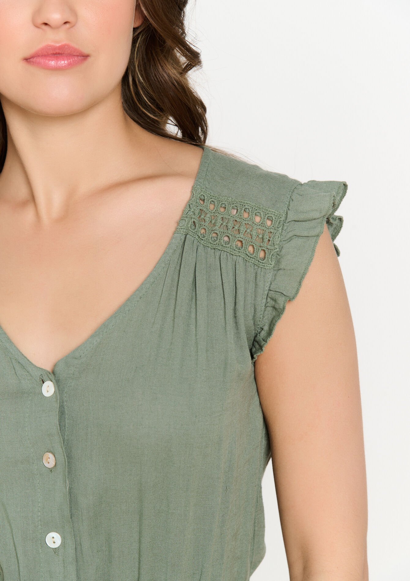 Fluid buttoned jumpsuit, Fluid buttoned jumpsuit - KHAKI FADED - 06004625_4326