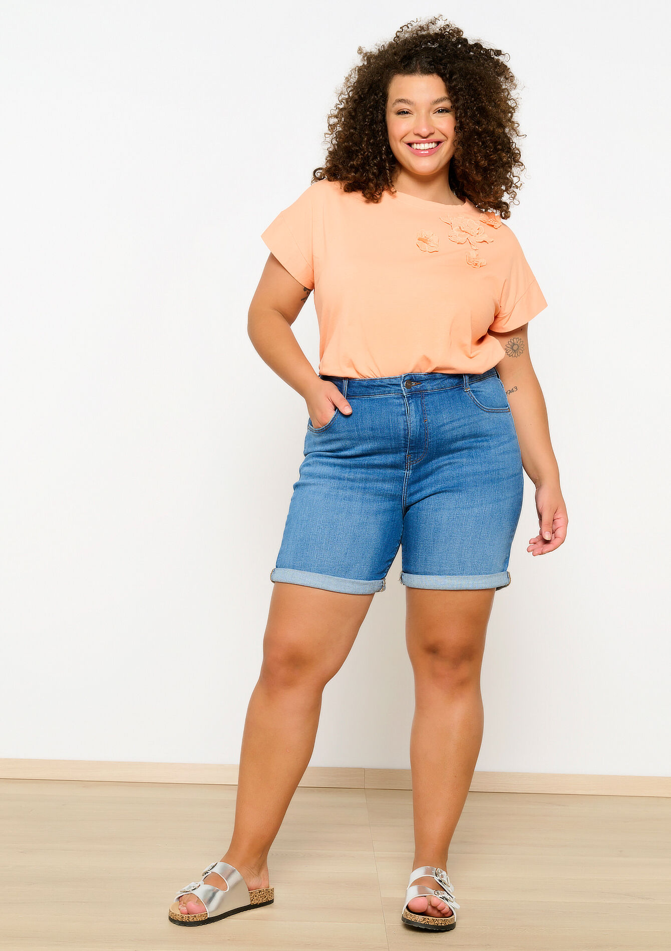 Denim short - MEDIUM BLUE - 22000514_0500