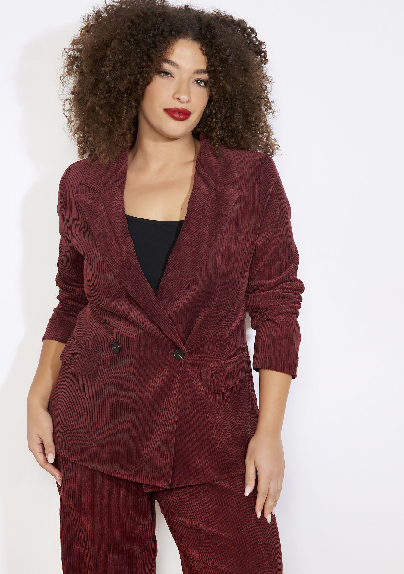 Getailleerde corduroy blazer - BORDEAUX WINE - 09101112_5514