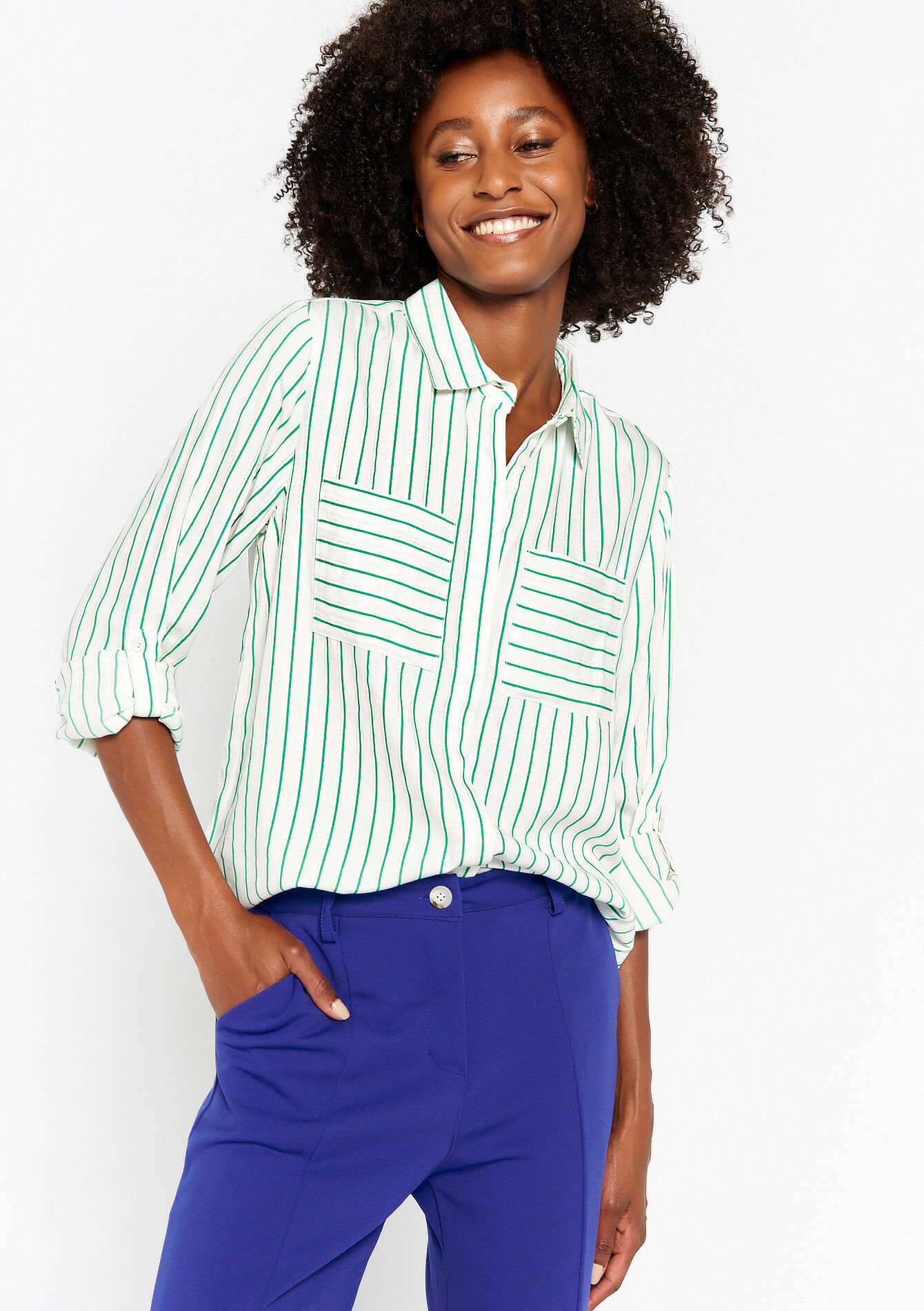 Striped shirt, Striped shirt - GREEN APPLE - 05702257_1783