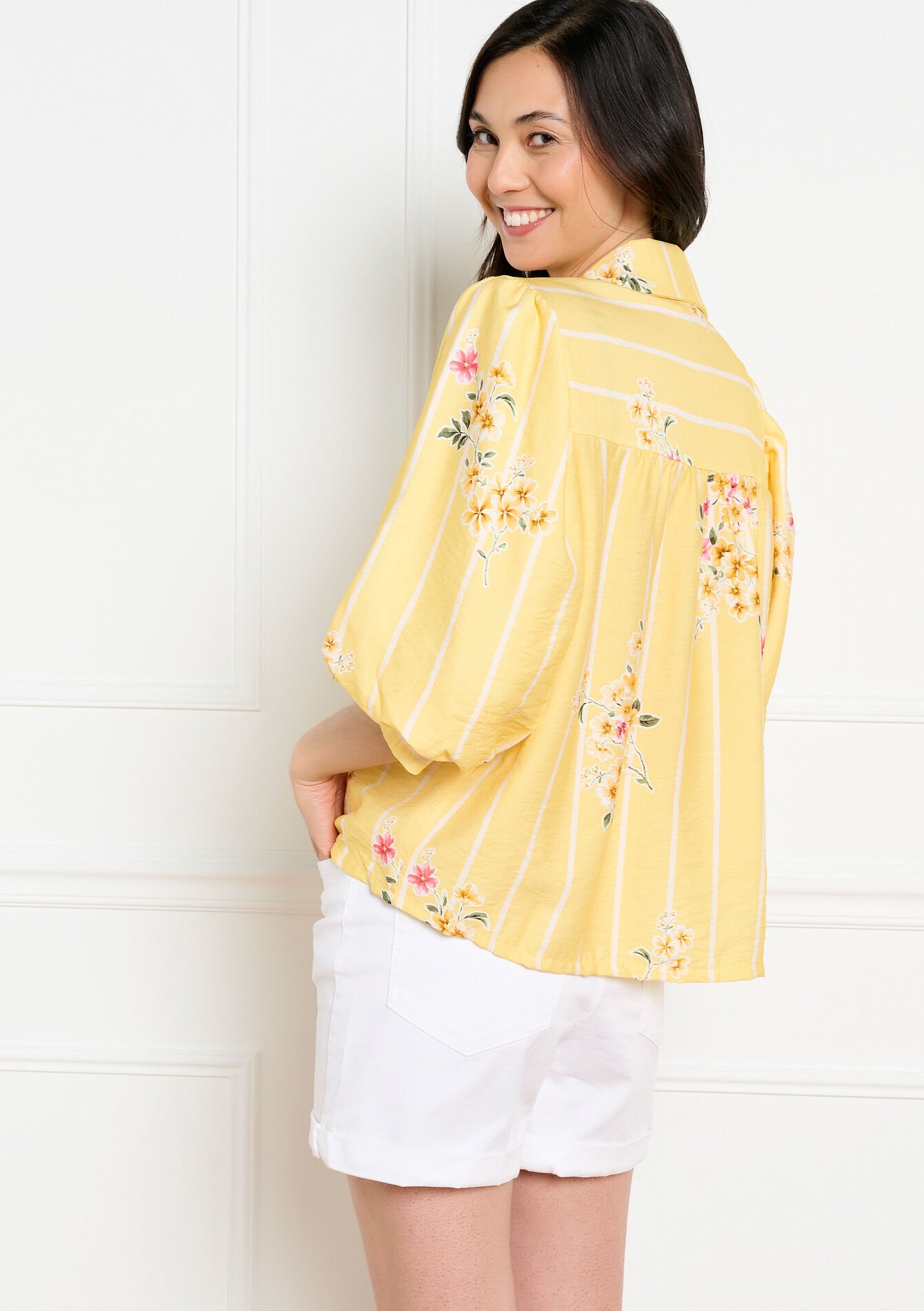 Losvallend bedrukt hemd - YELLOW PASTEL - 05703065_5004