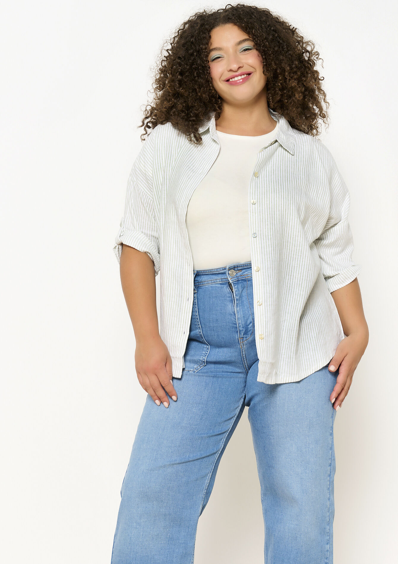 Chemise ample rayée, Chemise ample rayée - KHAKI MINT - 1116175