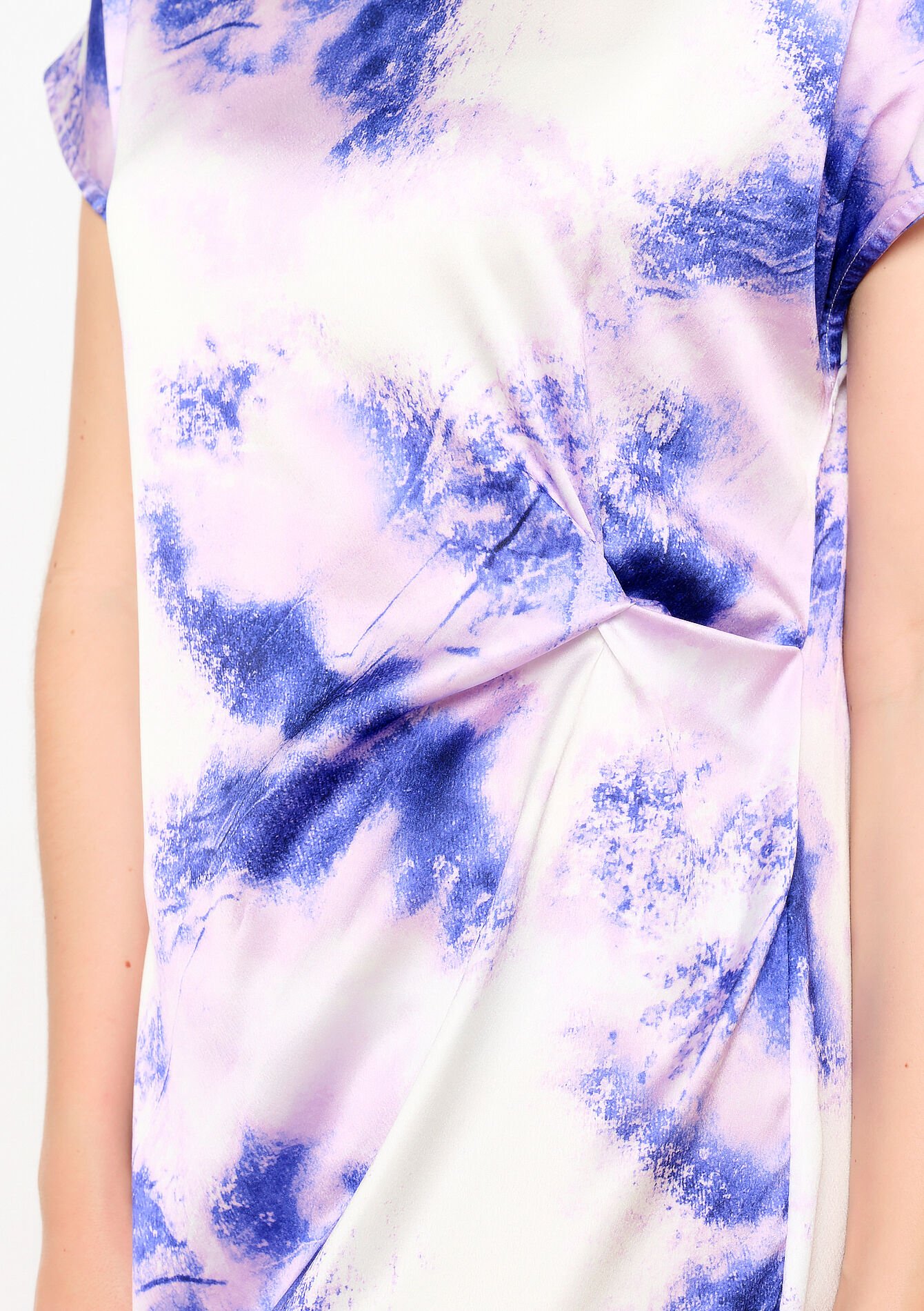 Satijnen jurk met print - OFFWHITE - 08103668_1001