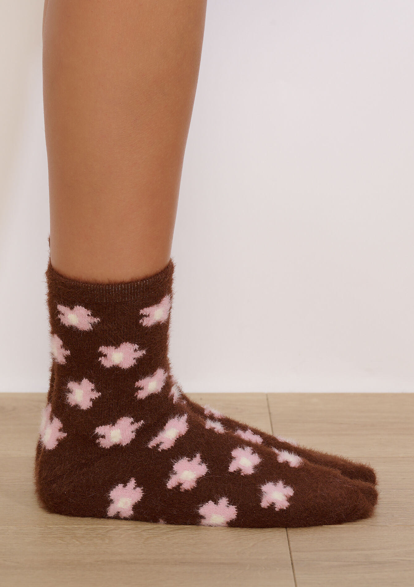 Warme sokken met bloemenprint, Warme sokken met bloemenprint - CARAMEL - 17101478_1953