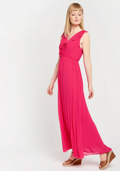 Effen Maxi Jurk Plisse Lolaliza