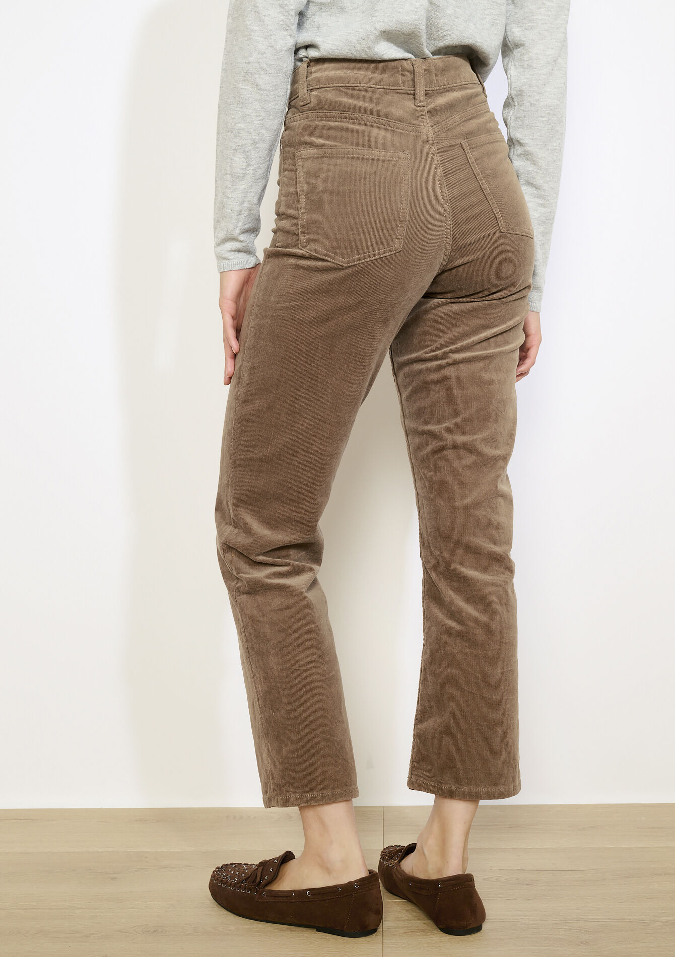 High-waisted corduroy pants, High-waisted corduroy pants - CAMEL BROWN - 06004610_3818