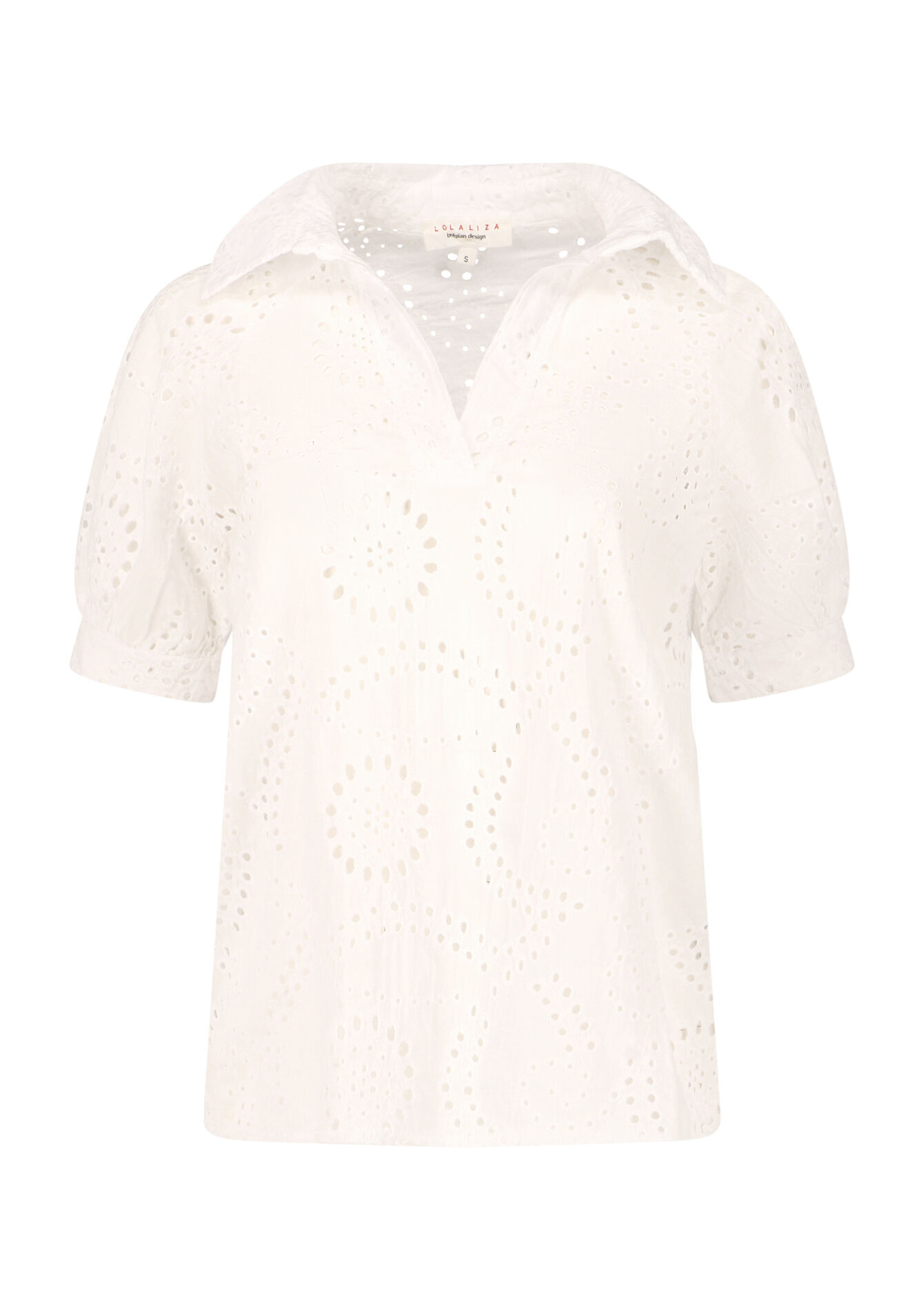 Blouse met broderie anglaise, Blouse met broderie anglaise - OPTICAL WHITE - 05702231_1019