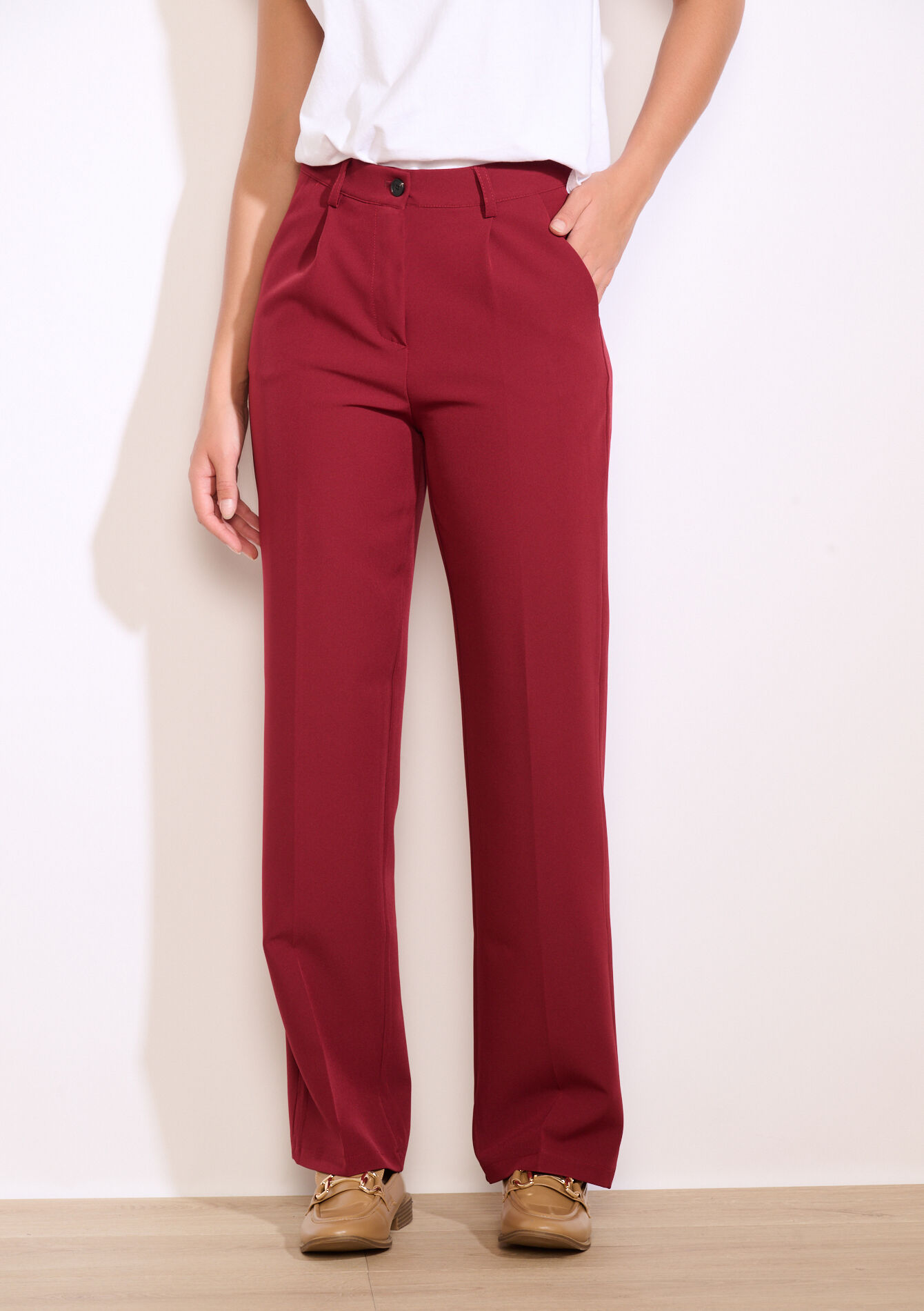 Pantalon droit élégant, Pantalon droit élégant - AUBERGINE - 06100737_1537