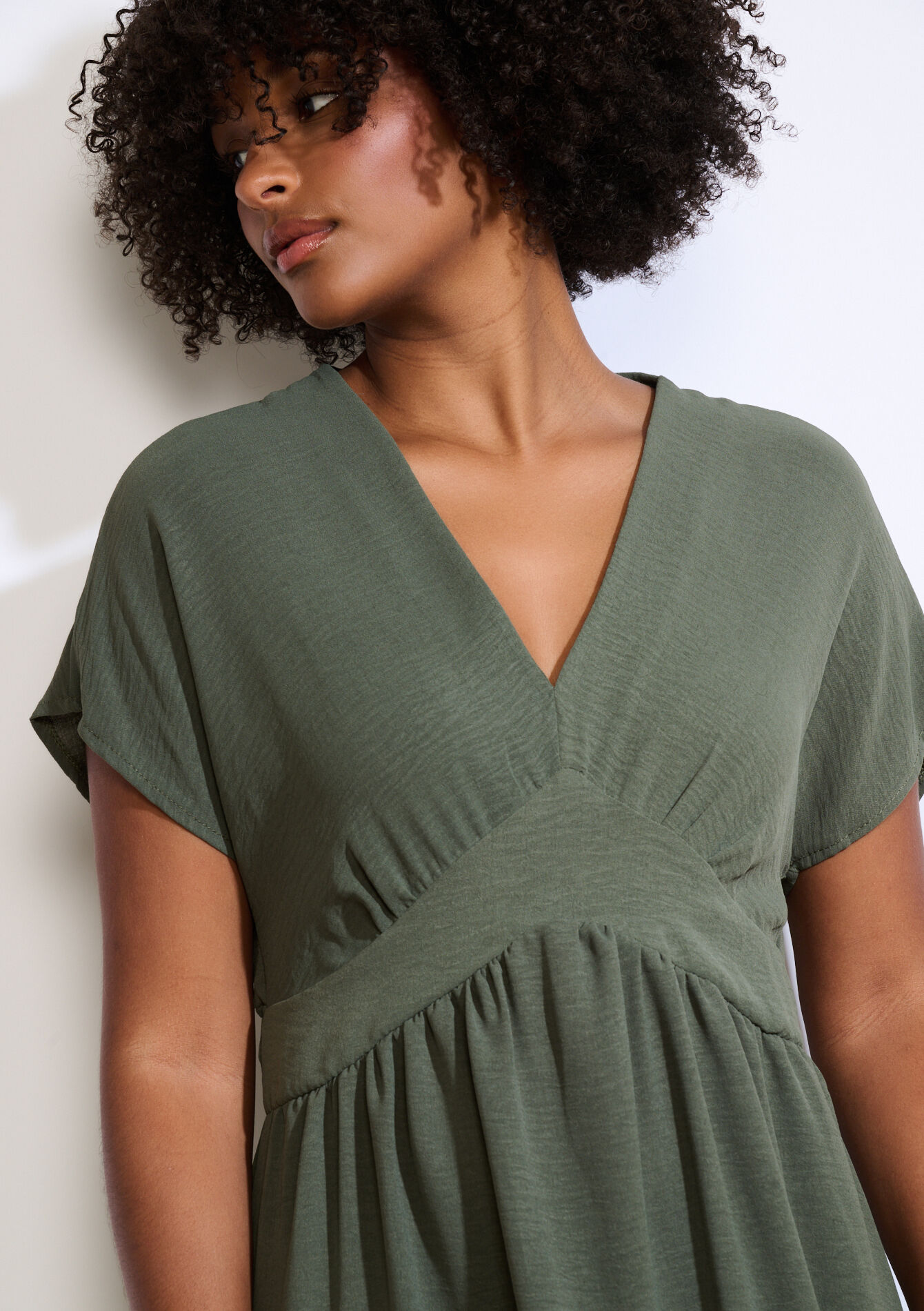 Zwierige midi jurk, Zwierige midi jurk - KHAKI MED - 08104238_4327