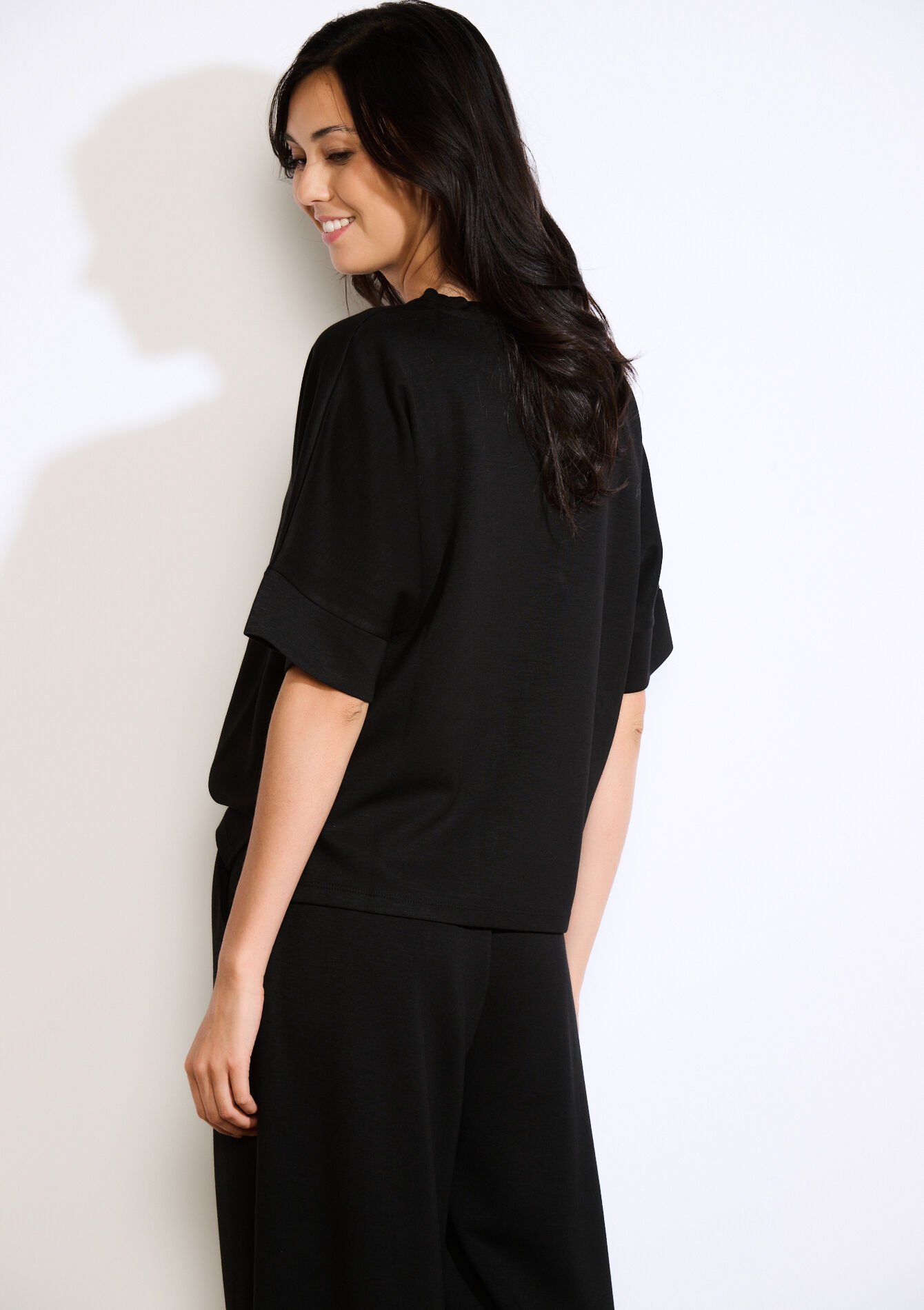 T-shirt ample en jersey, T-shirt ample en jersey - BLACK - 15100383_1119