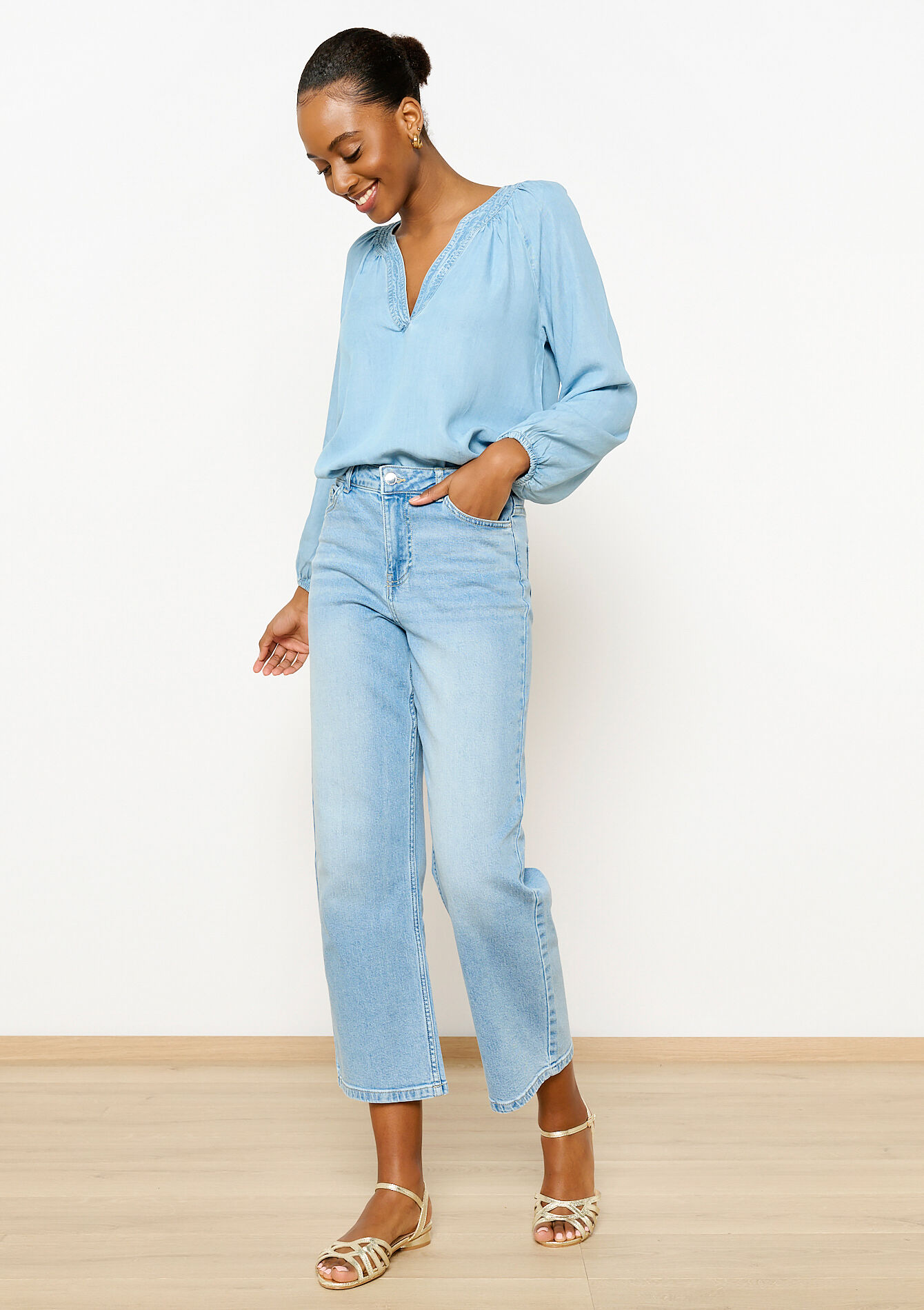 Wide leg jeans - BLUE BLEACHED - 22000519_0502