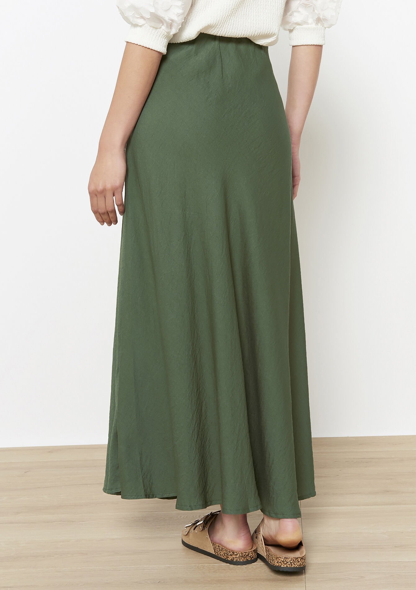 Losvallende maxi-rok - KHAKI MED - 07101371_4327