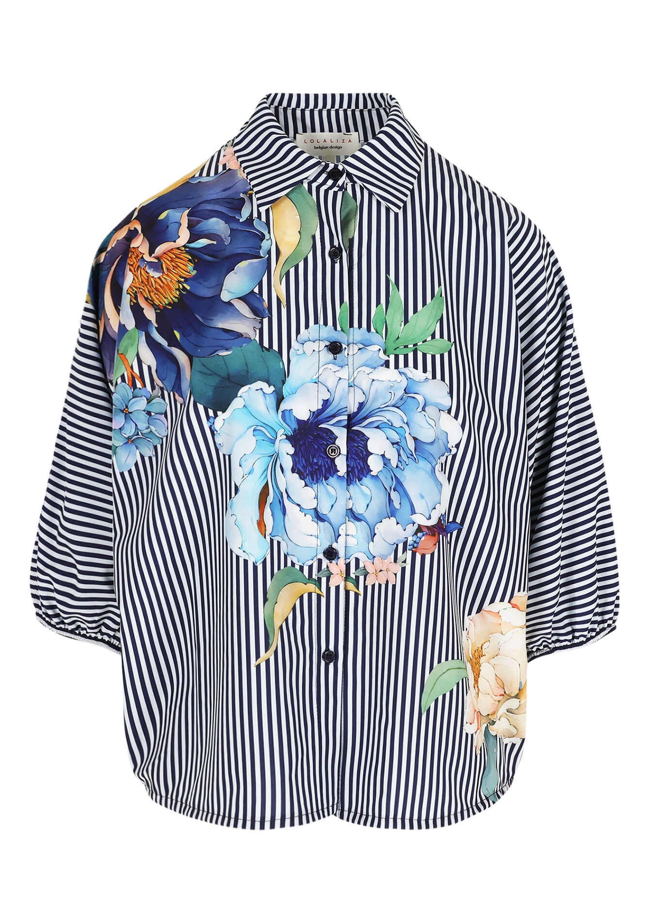 Overhemd met strepen en bloemenprint, Overhemd met strepen en bloemenprint - OFFWHITE - 05702957_1001