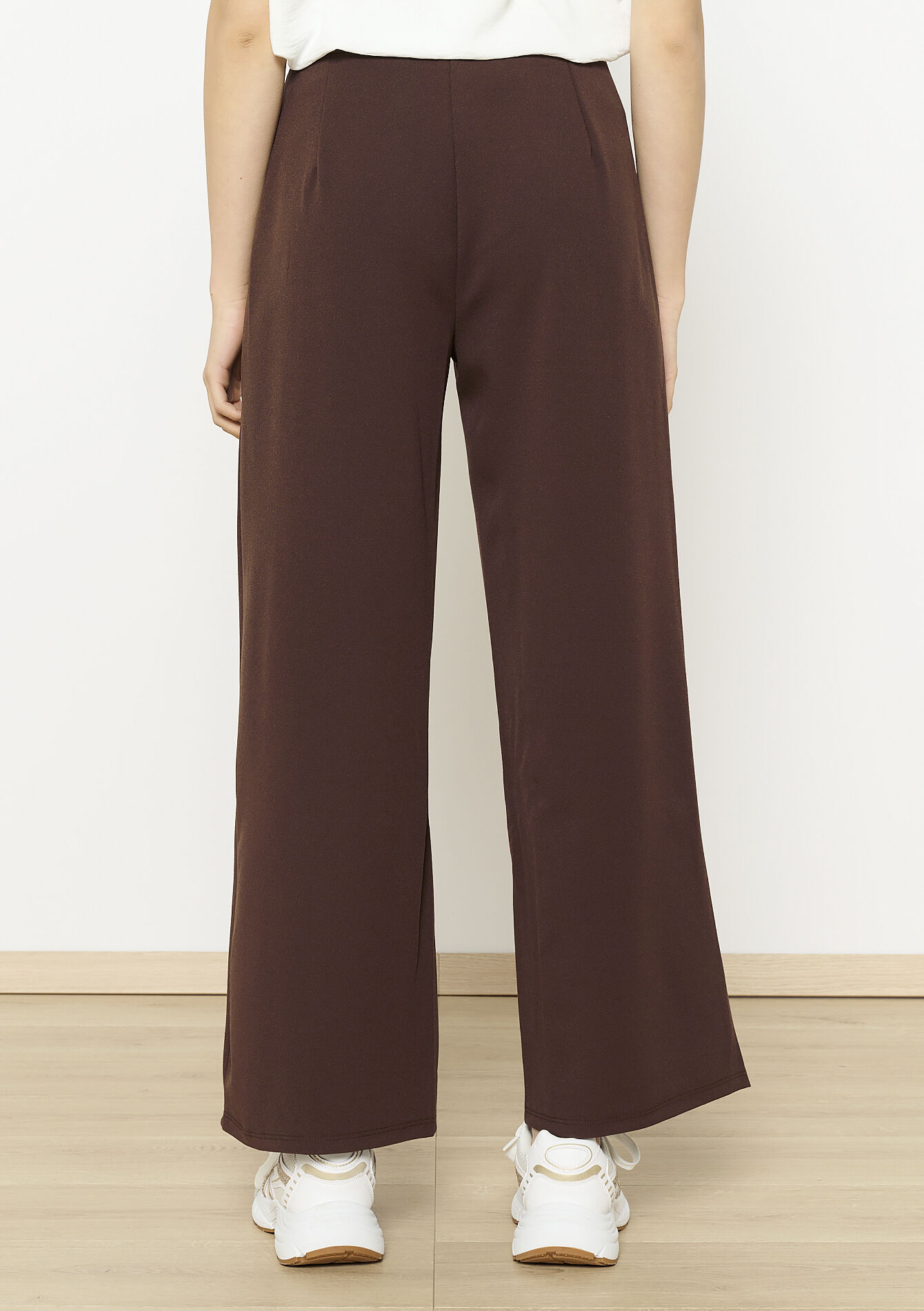 Soepele hoge taille broek, Soepele hoge taille broek - BROWN DARK CHOCOLATE - 06600947_3720
