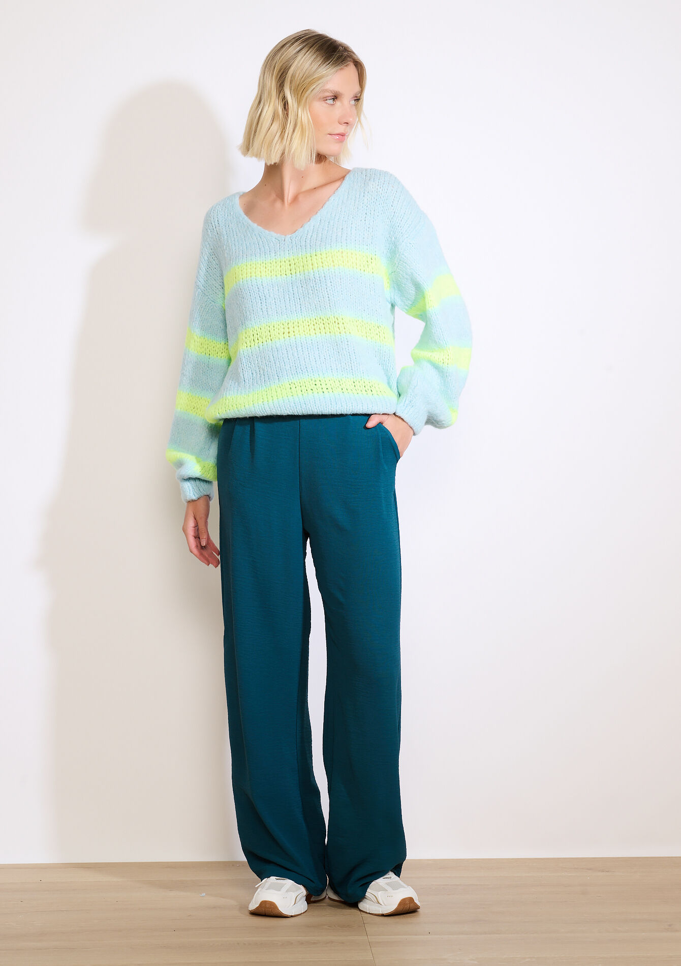 Pull rayé oversize, Pull rayé oversize - LT BLUE - 04006999