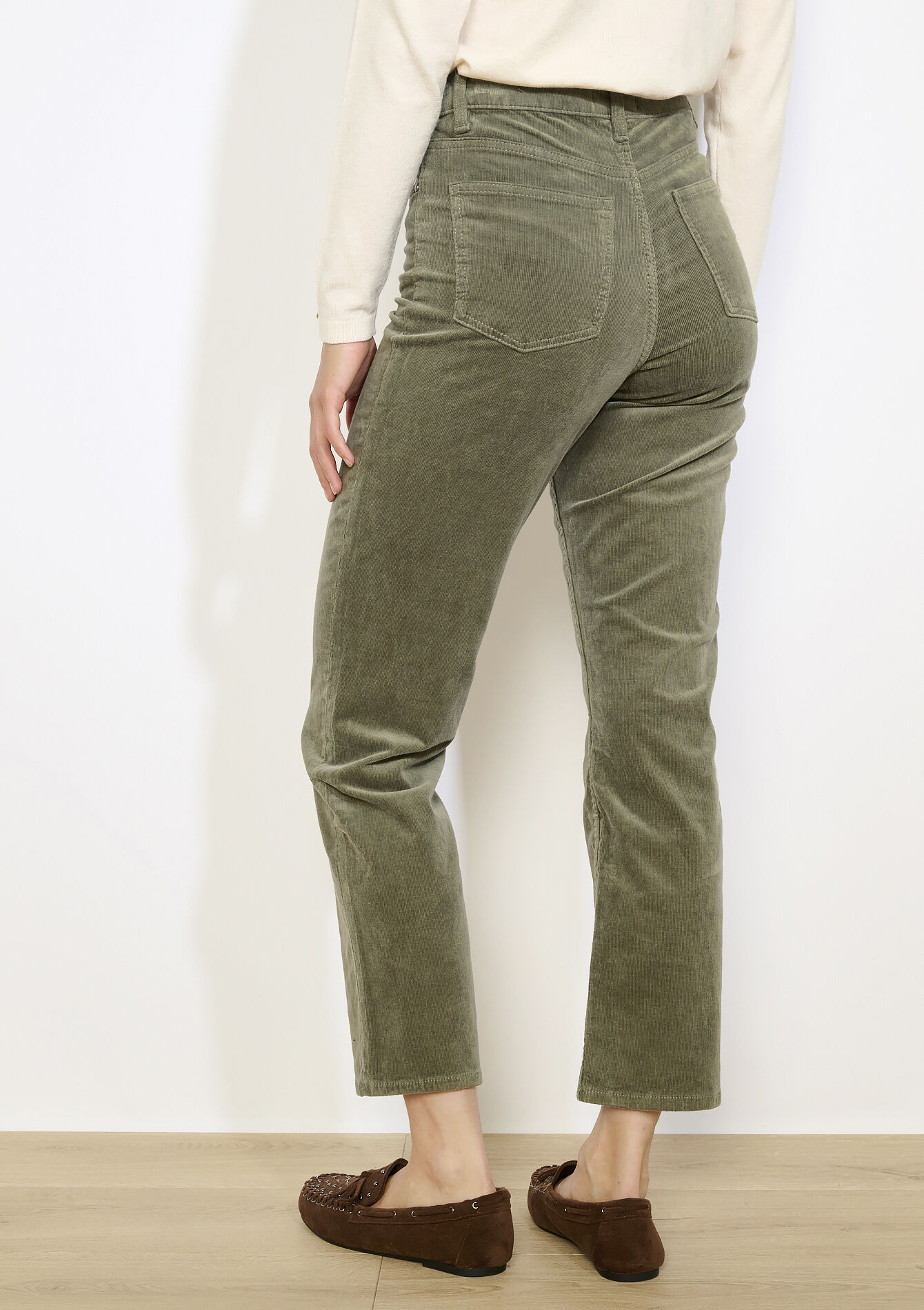 High-waisted corduroy pants, High-waisted corduroy pants - KHAKI FADED - 06004610_4326