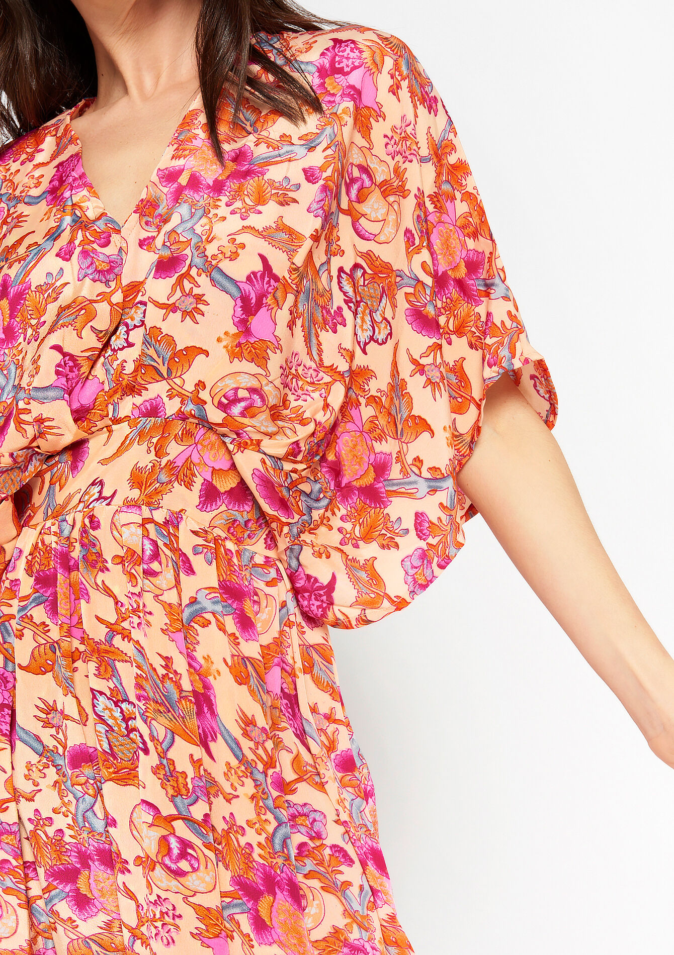 Robe longue à imprimé fleuri, Robe longue à imprimé fleuri - PASTEL PEACH - 08601830