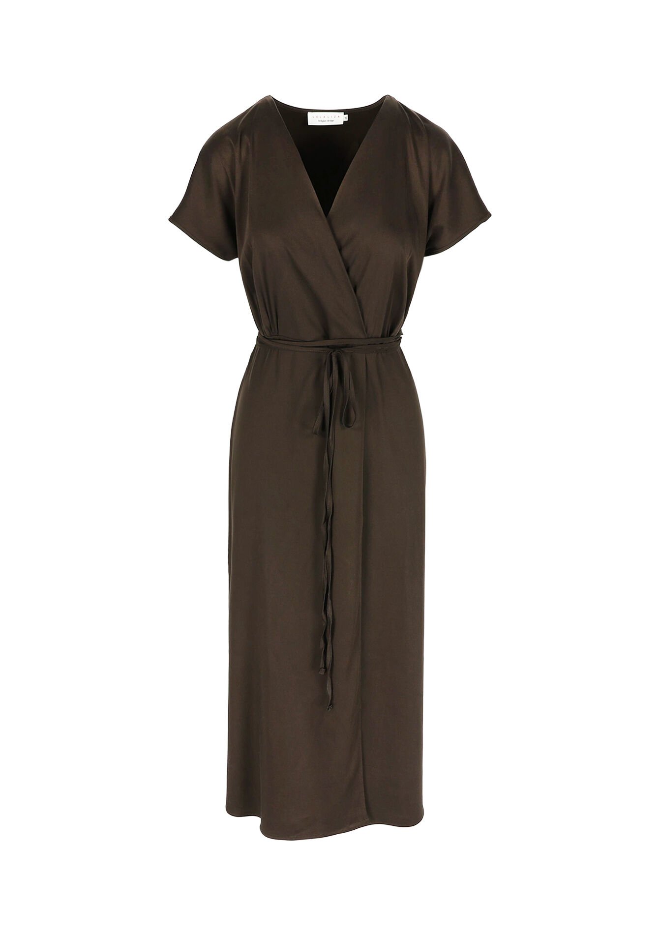 Midi-jurk met overslag, Midi-jurk met overslag - BROWN DARK CHOCOLATE - 08104029_3720