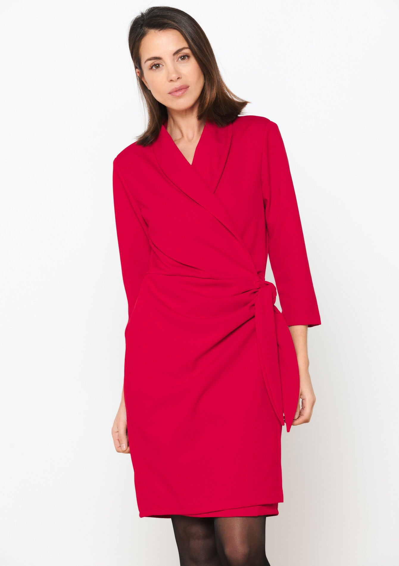 Robe cache-coeur style blazer - RED LIPSTICK - 08103475_5310