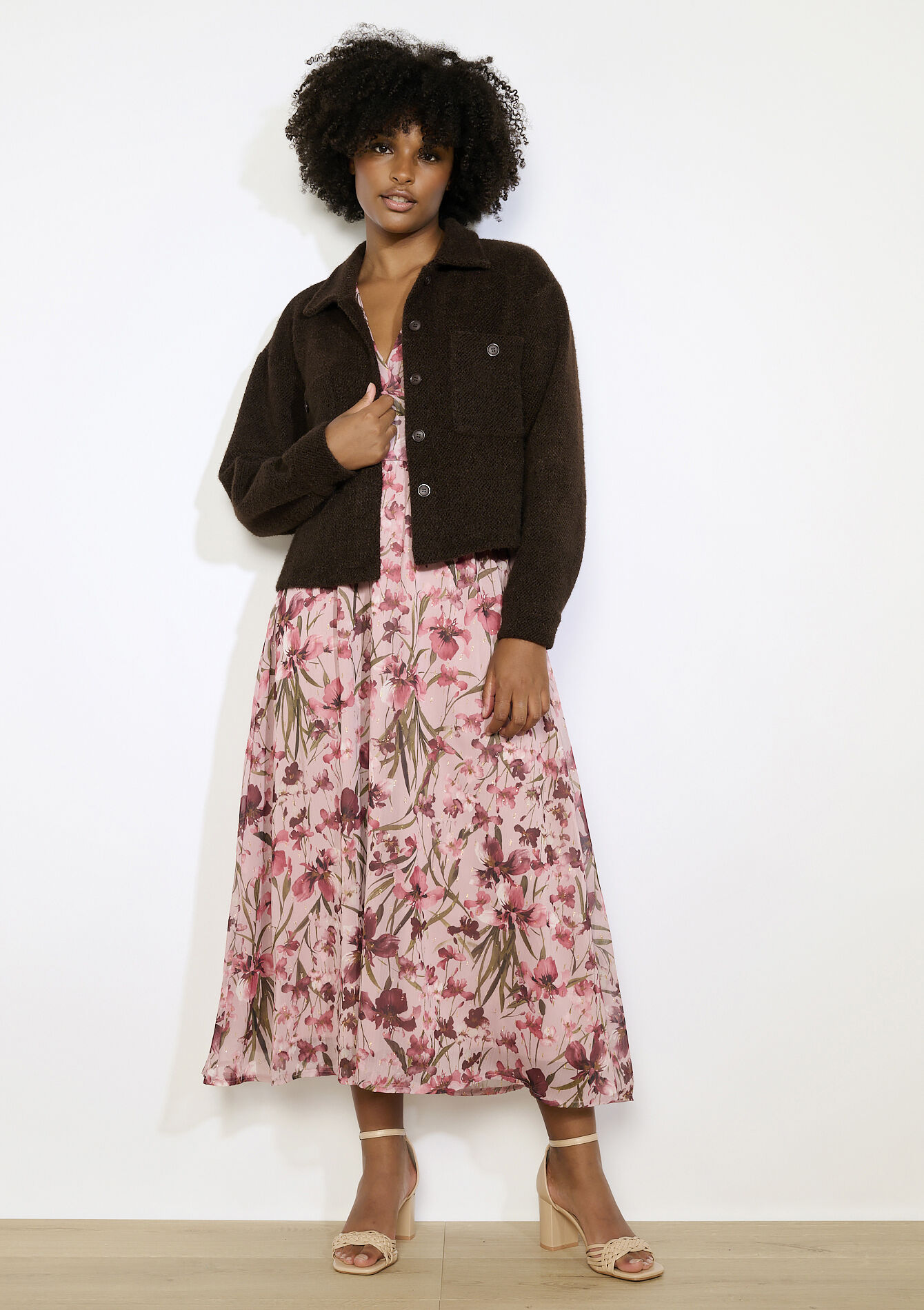 korte jas met textuur, korte jas met textuur - BROWN DARK CHOCOLATE - 09101093_3720