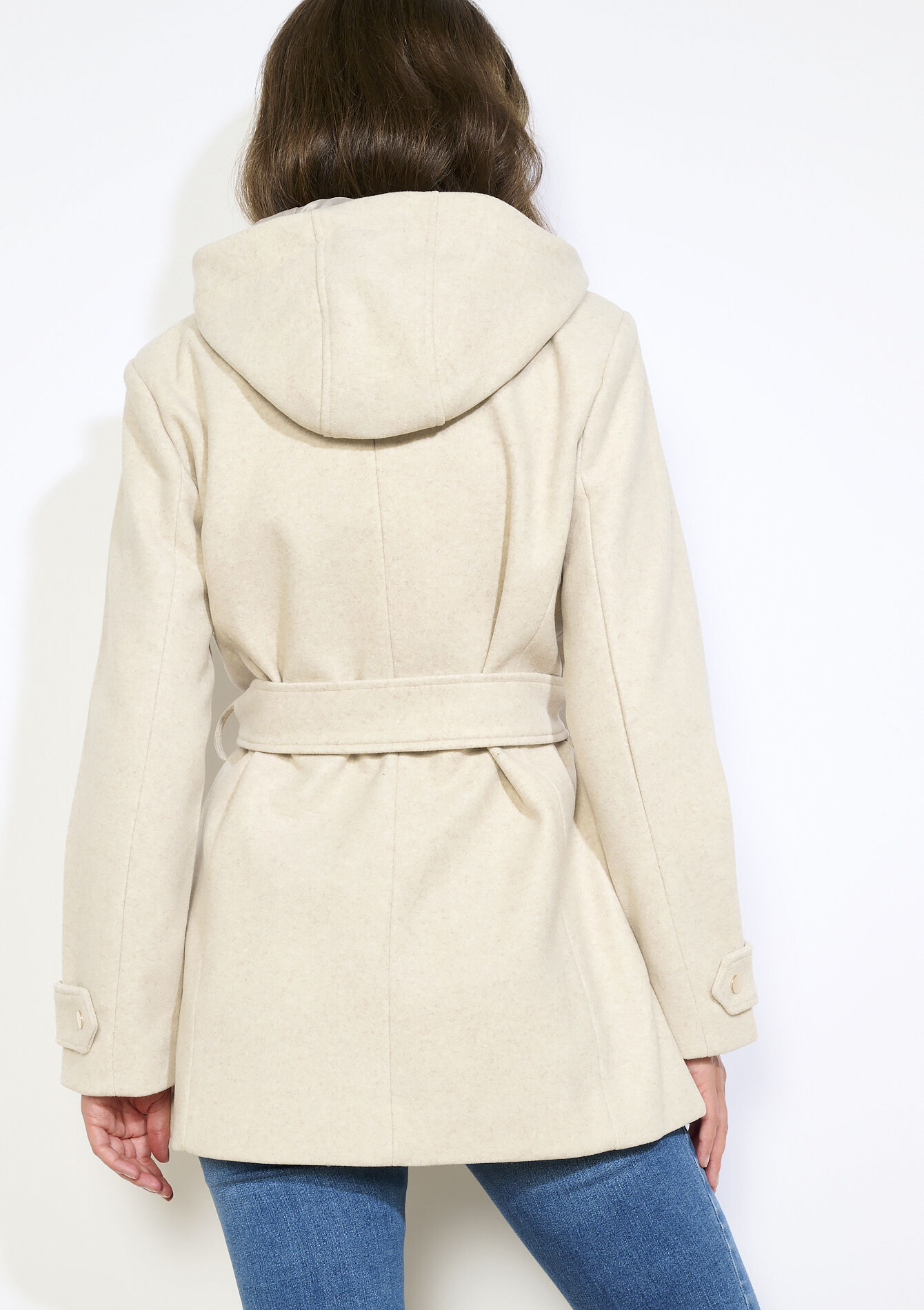Wollen mantel met ceintuur, Wollen mantel met ceintuur - VANILLA WHITE - 23000746_1013