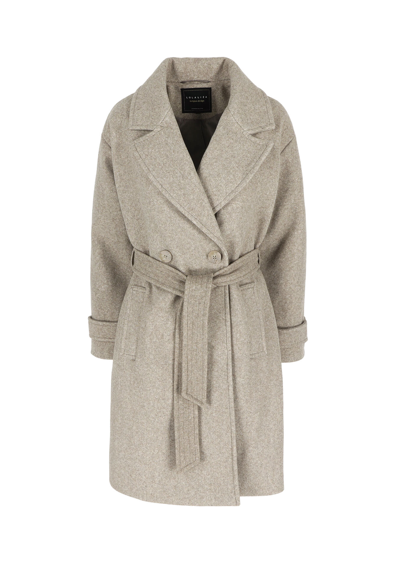 Halflange jas met riem, Halflange jas met riem - TAUPE - 23000678_1021