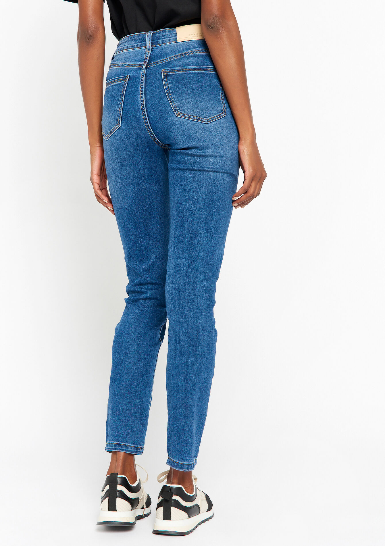 Slim jeans met hoge taille, Slim jeans met hoge taille - MEDIUM BLUE - 22000451_0500