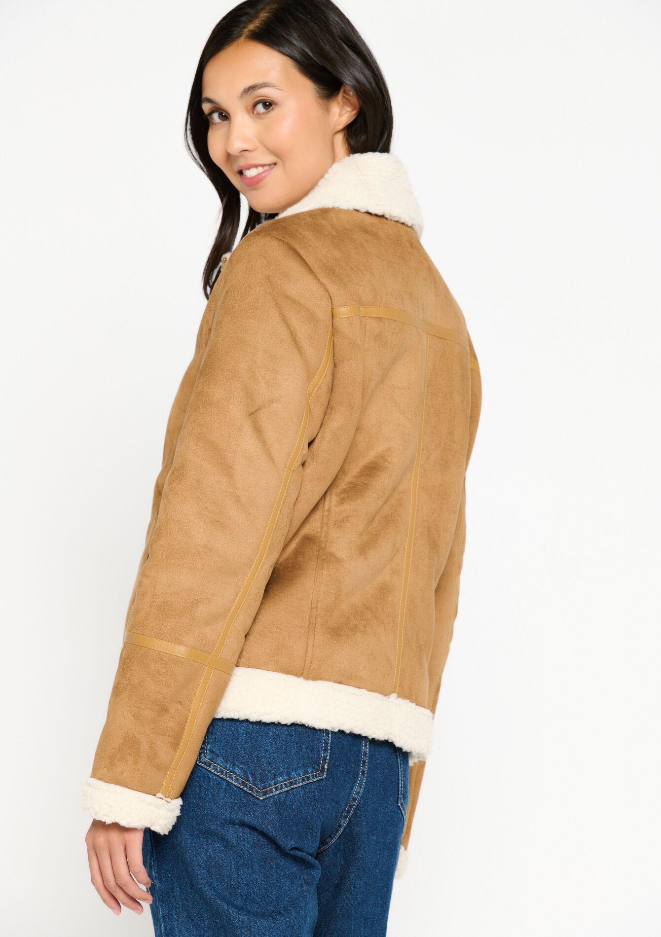 Faux lambswool coat, Faux lambswool coat - CAMEL GINGER - 23000619_3831