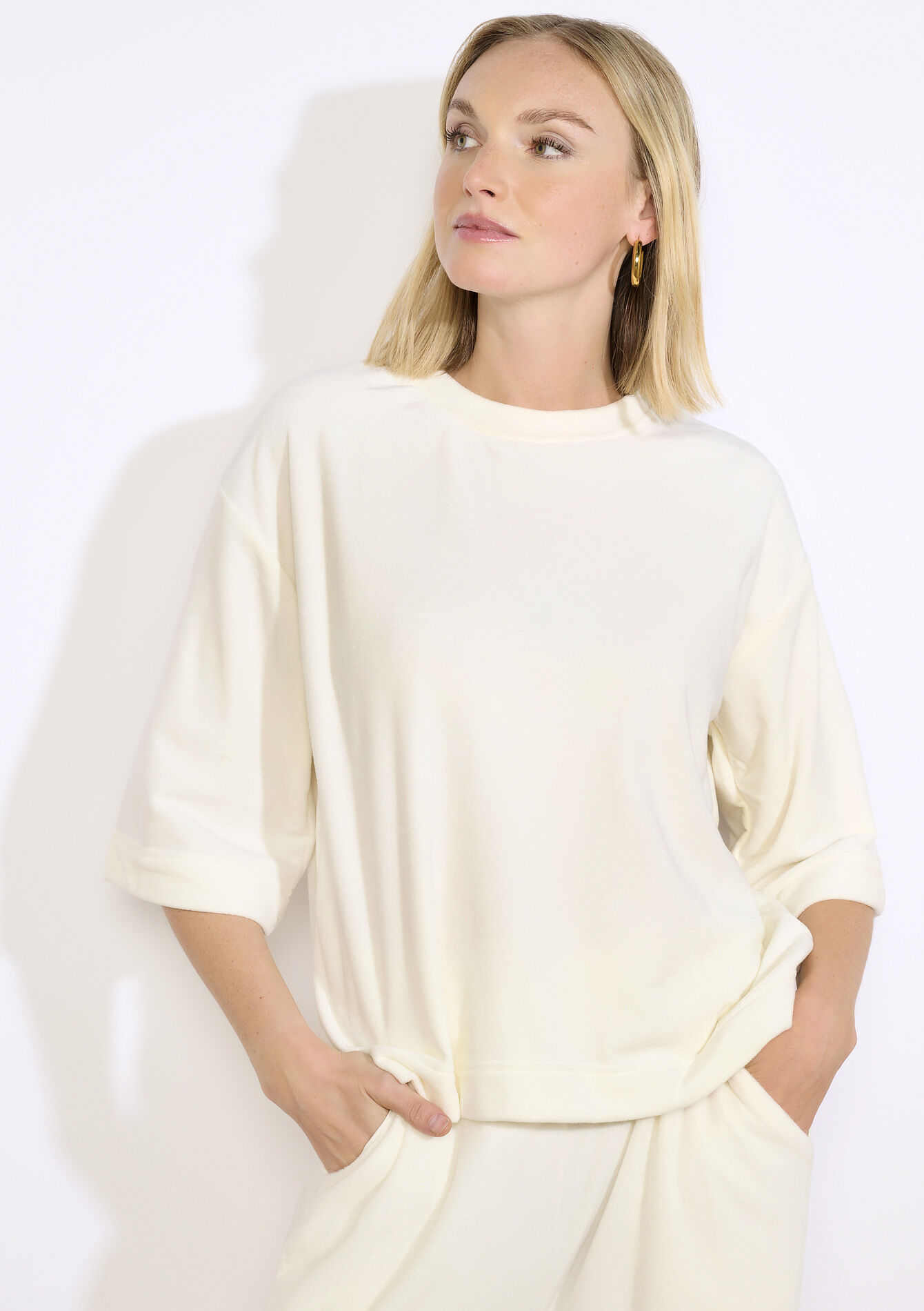 Haut ample en velours - OFFWHITE - 15100385_1001