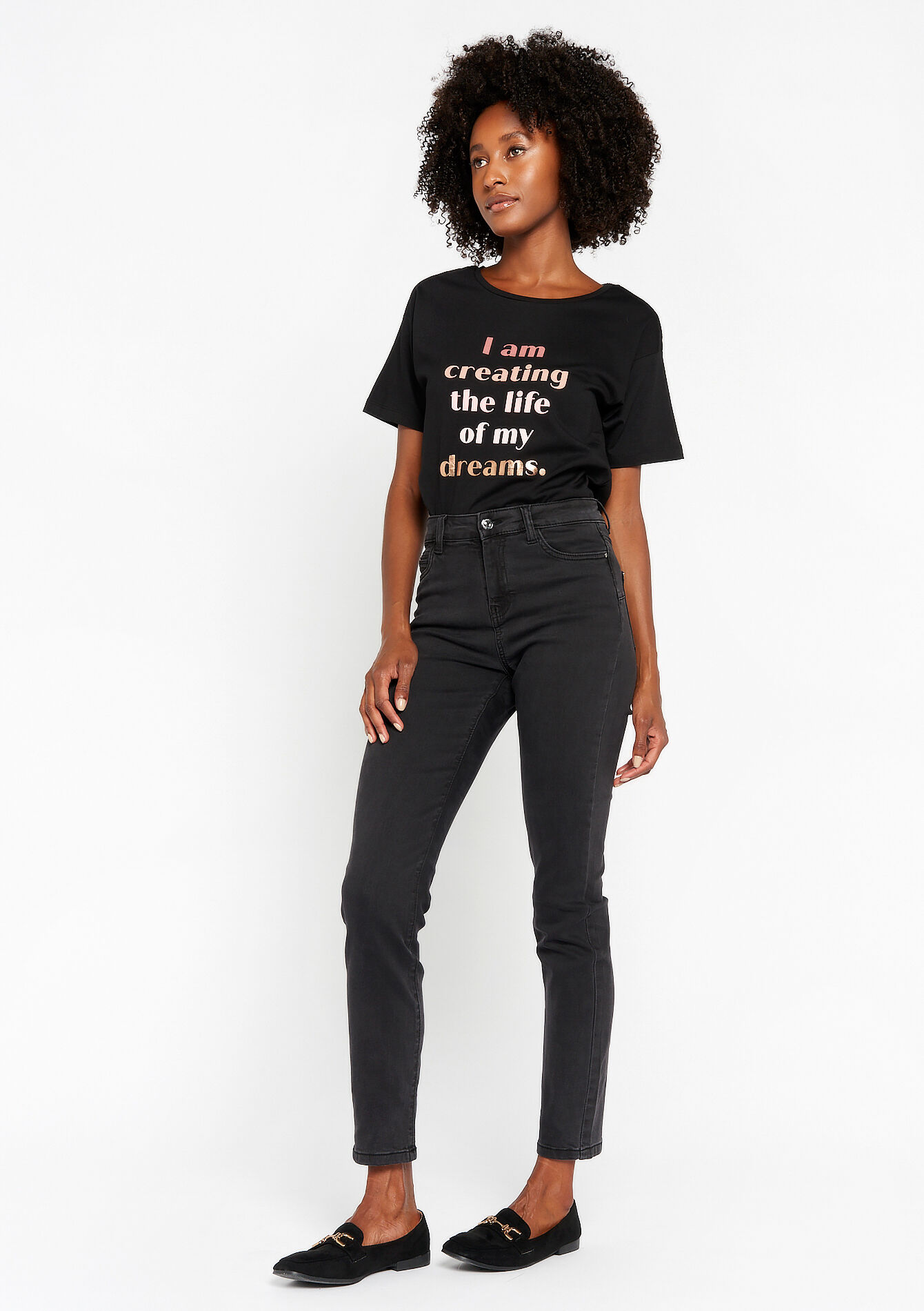 Slim jeans met hoge taille, Slim jeans met hoge taille - DARK GREY - 22000451_0513