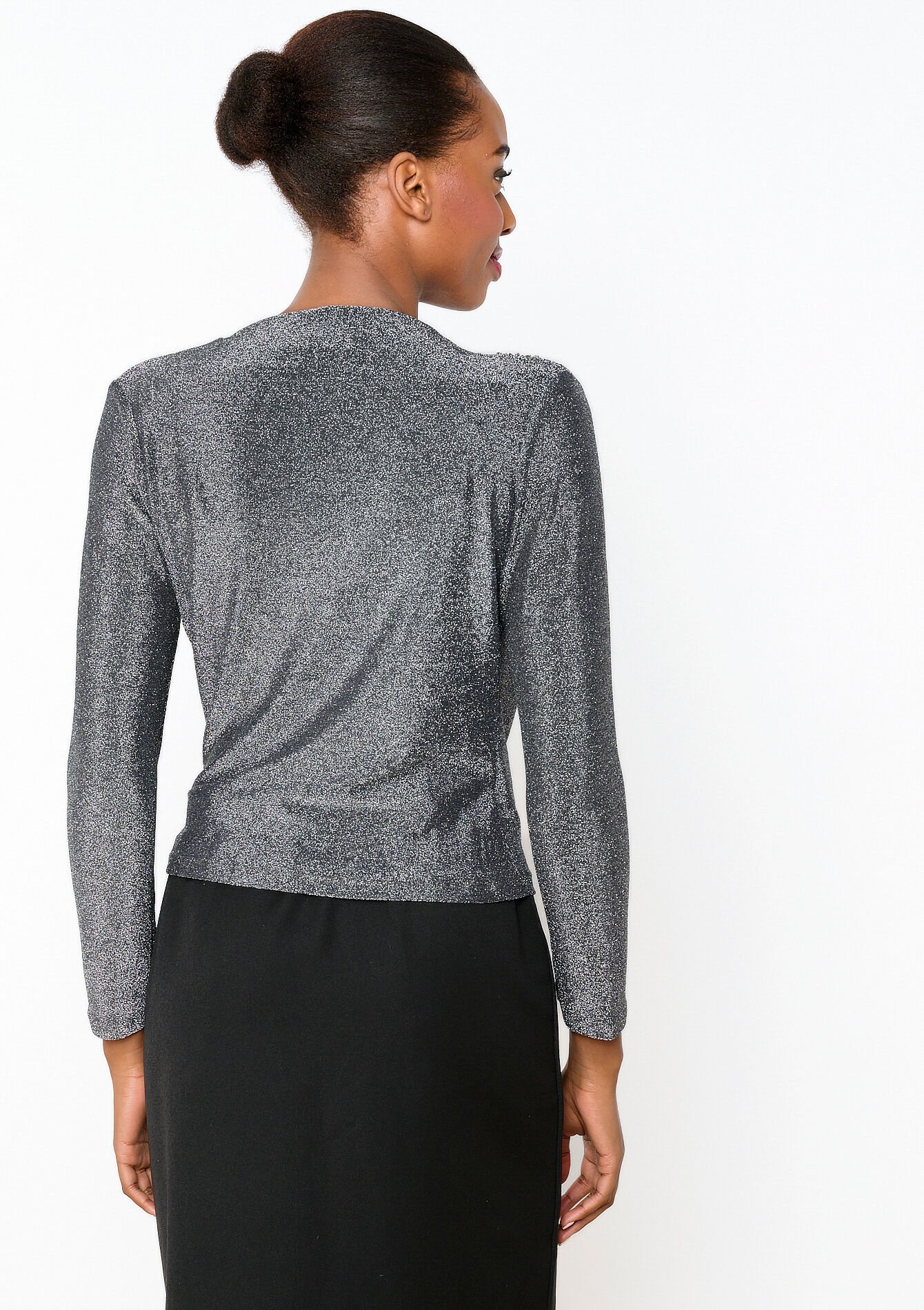 Lurex T-shirt met lange mouwen, Lurex T-shirt met lange mouwen - SILVER - 02400282_1059