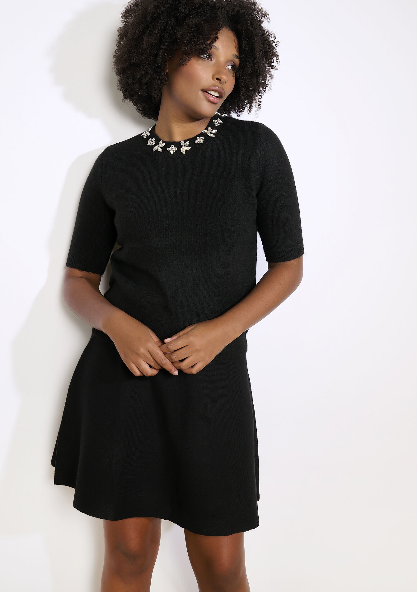 Pull bijou en maille douce, Pull bijou en maille douce - BLACK - 04006955