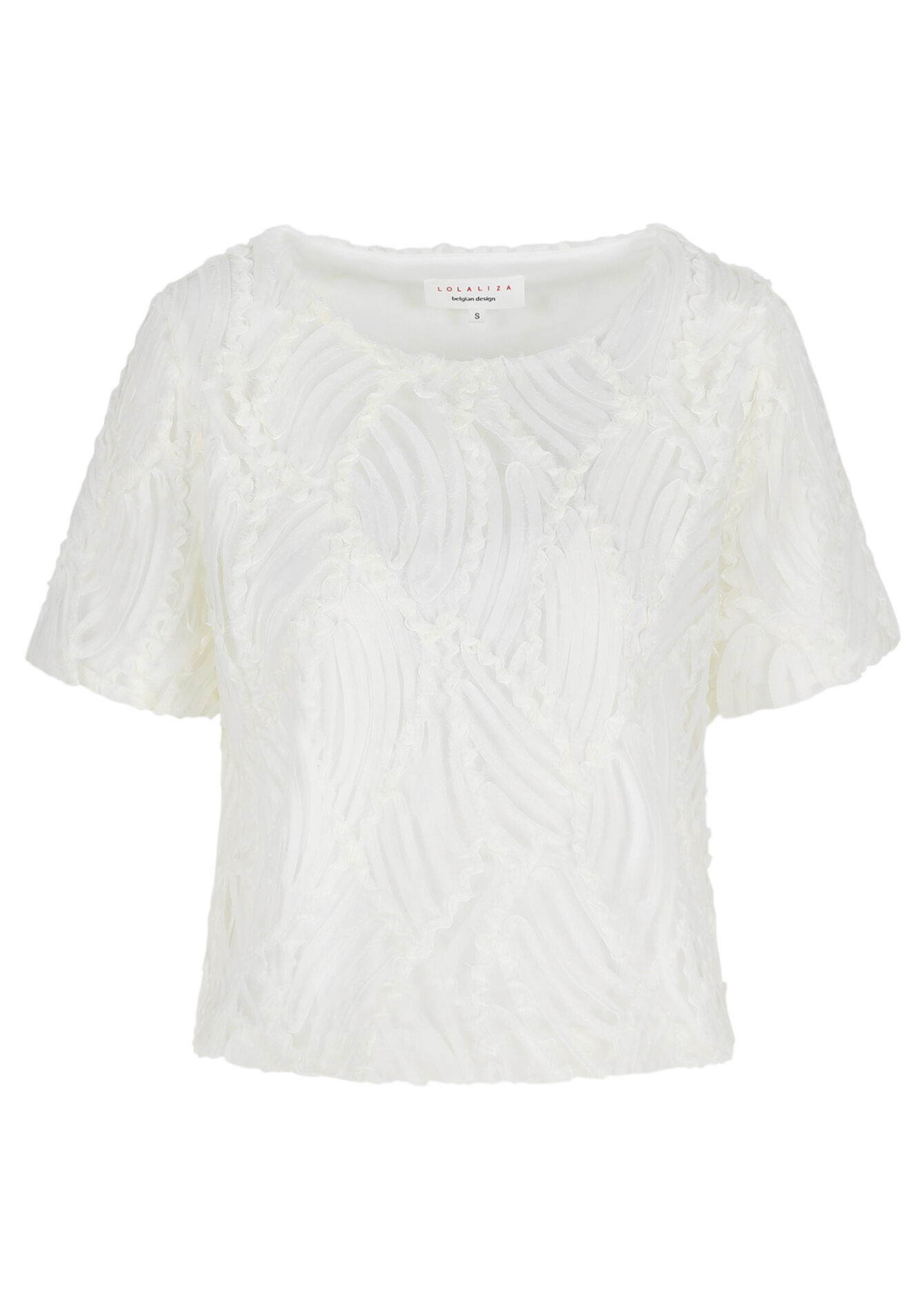 Textuur top met korte mouwen - OFFWHITE - 02301898