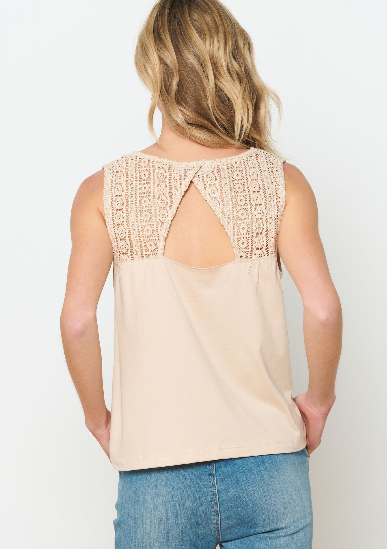 Top with V-neck, Top with V-neck - BEIGE SAND - 02200383_1940