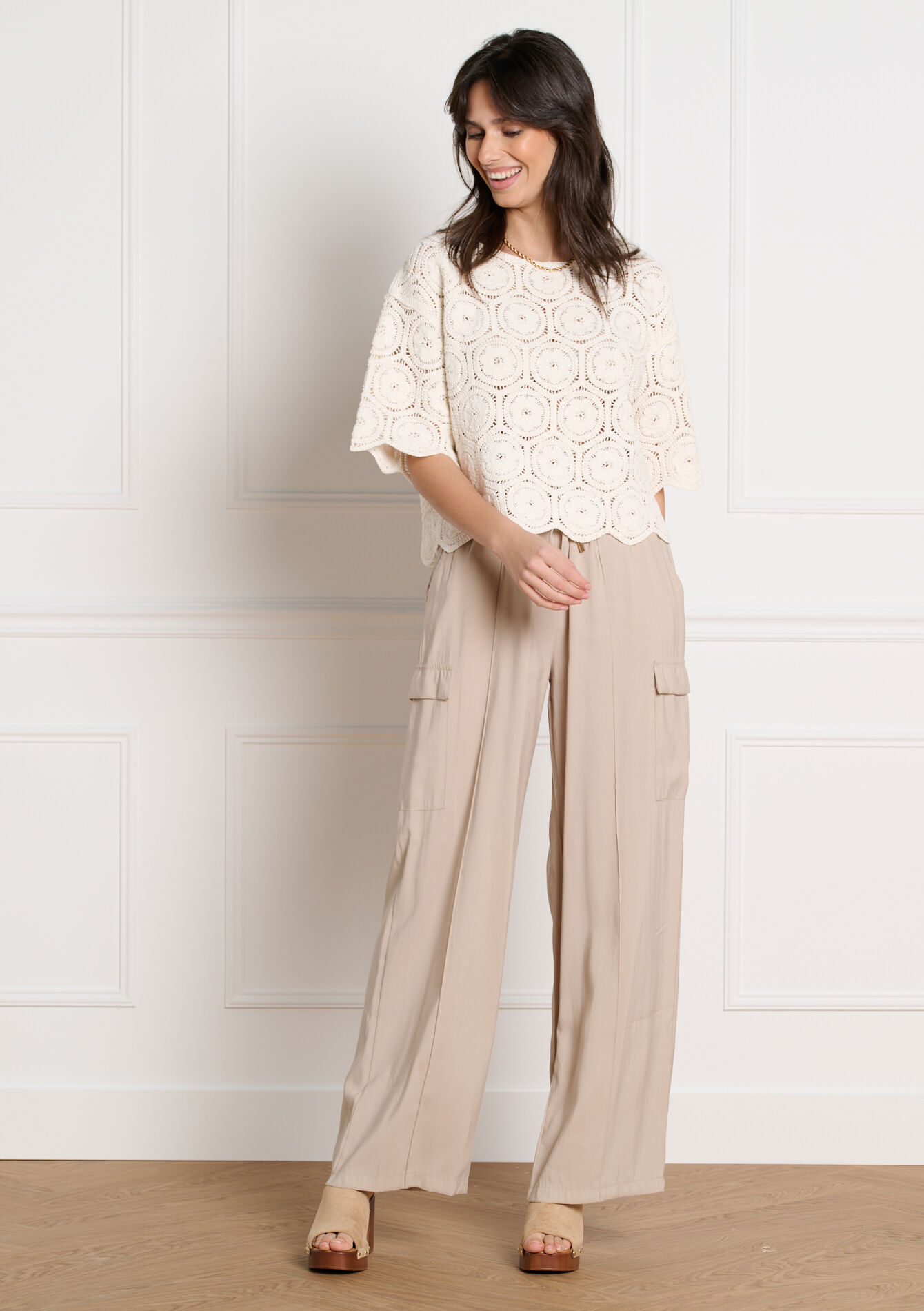 Gehaakt opengewerkt top - VANILLA WHITE - 04007065_1013