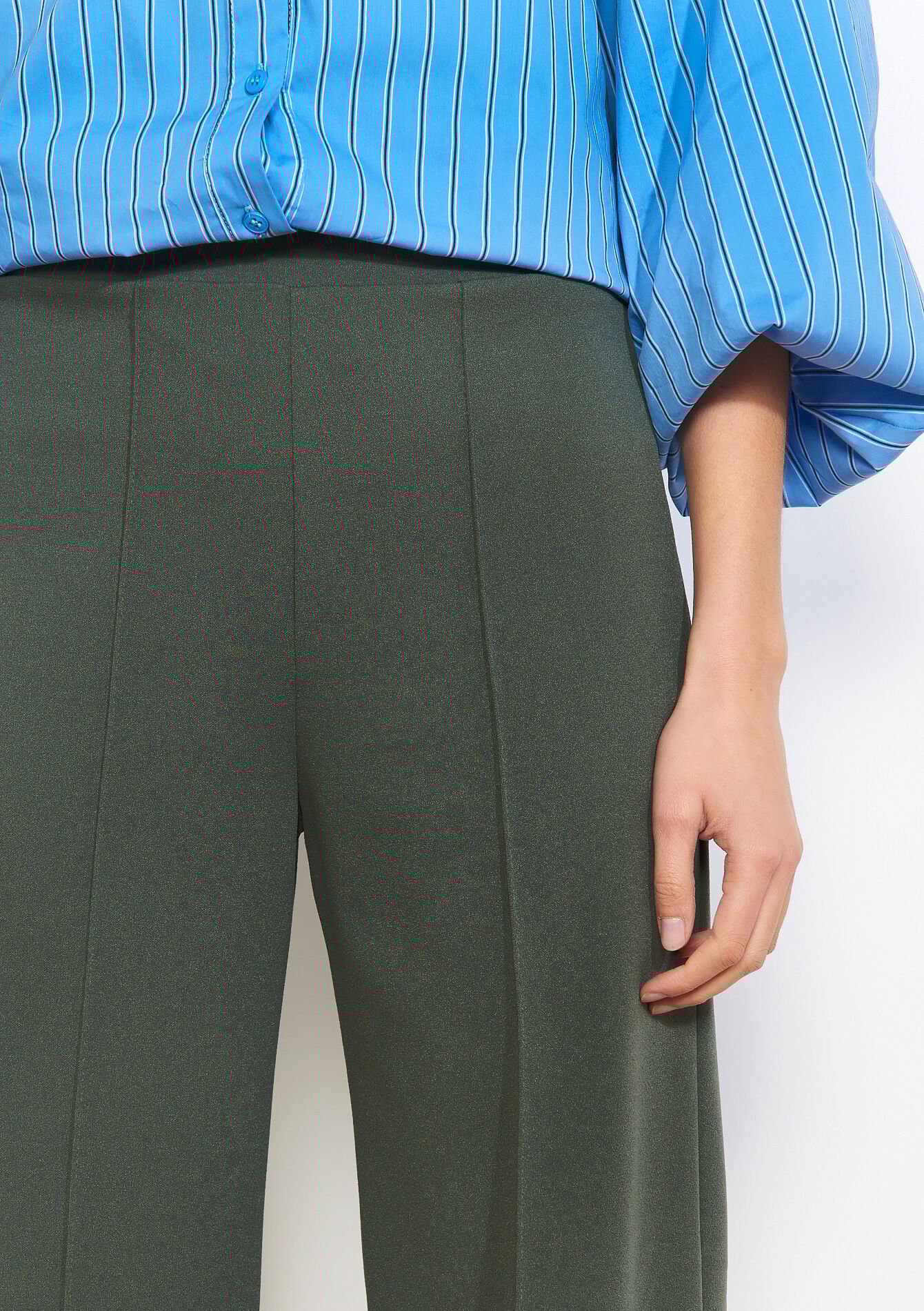 Wijde elegante broek - KHAKI MED - 06601100_4327