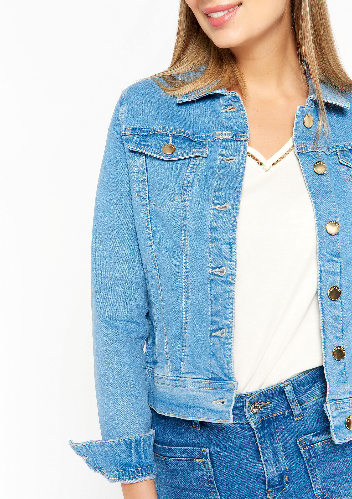 Denim jacket, Denim jacket - BLUE BLEACHED - 09100674_0502