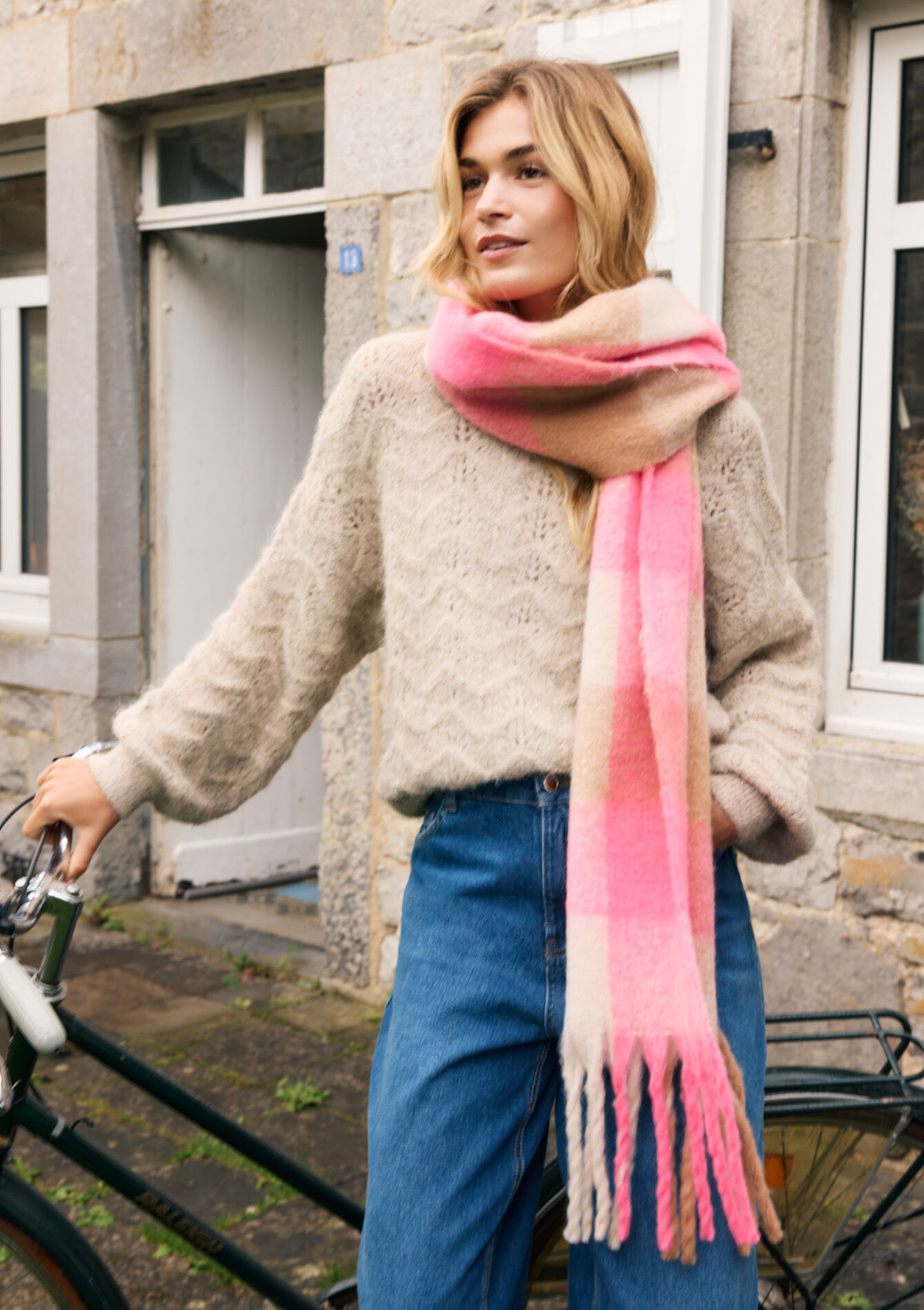 Soft fringed check scarf, Soft fringed check scarf - CAMEL GINGER - 17101411_3831